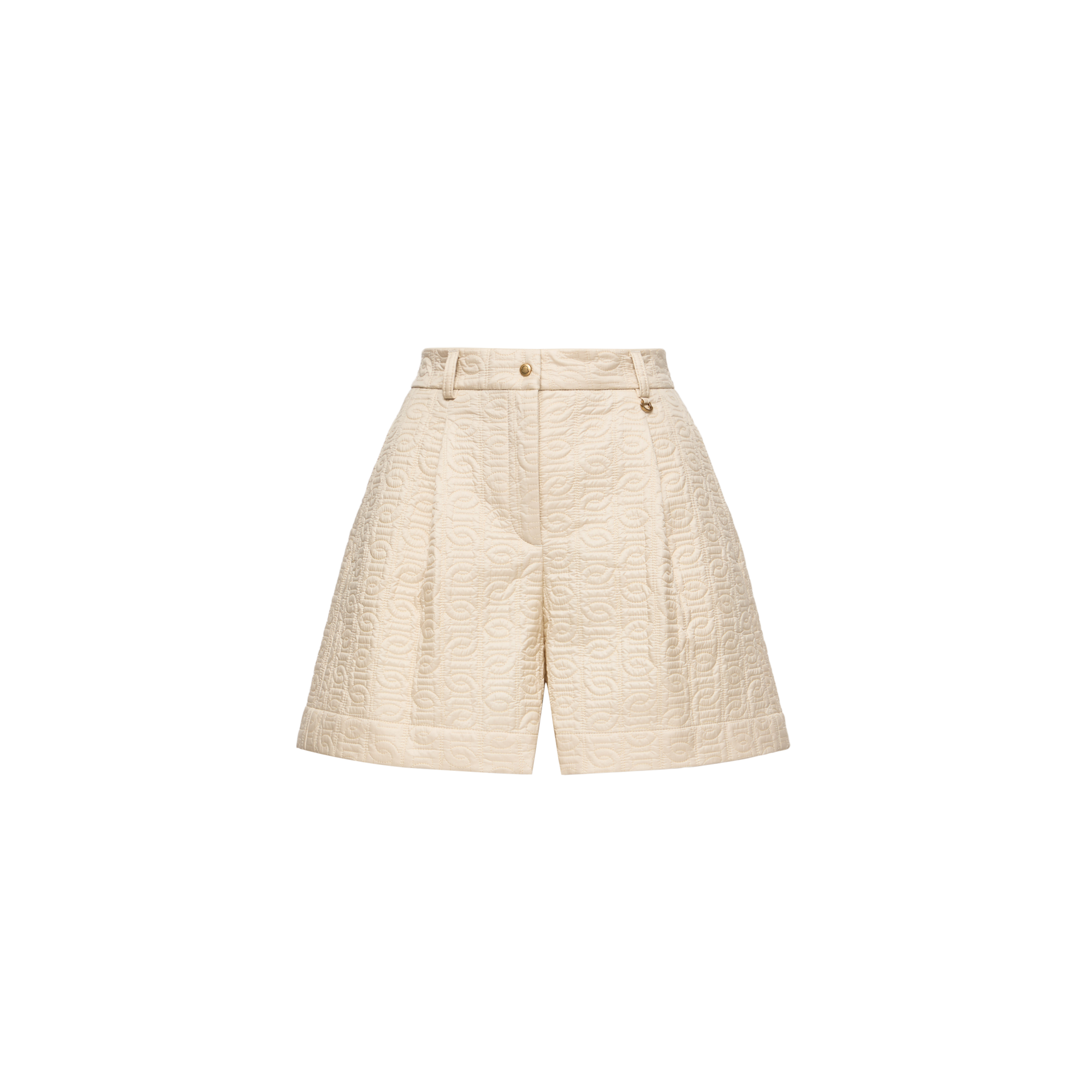Moncler   Leather Logo Shorts for Women in Beige, Size: 40