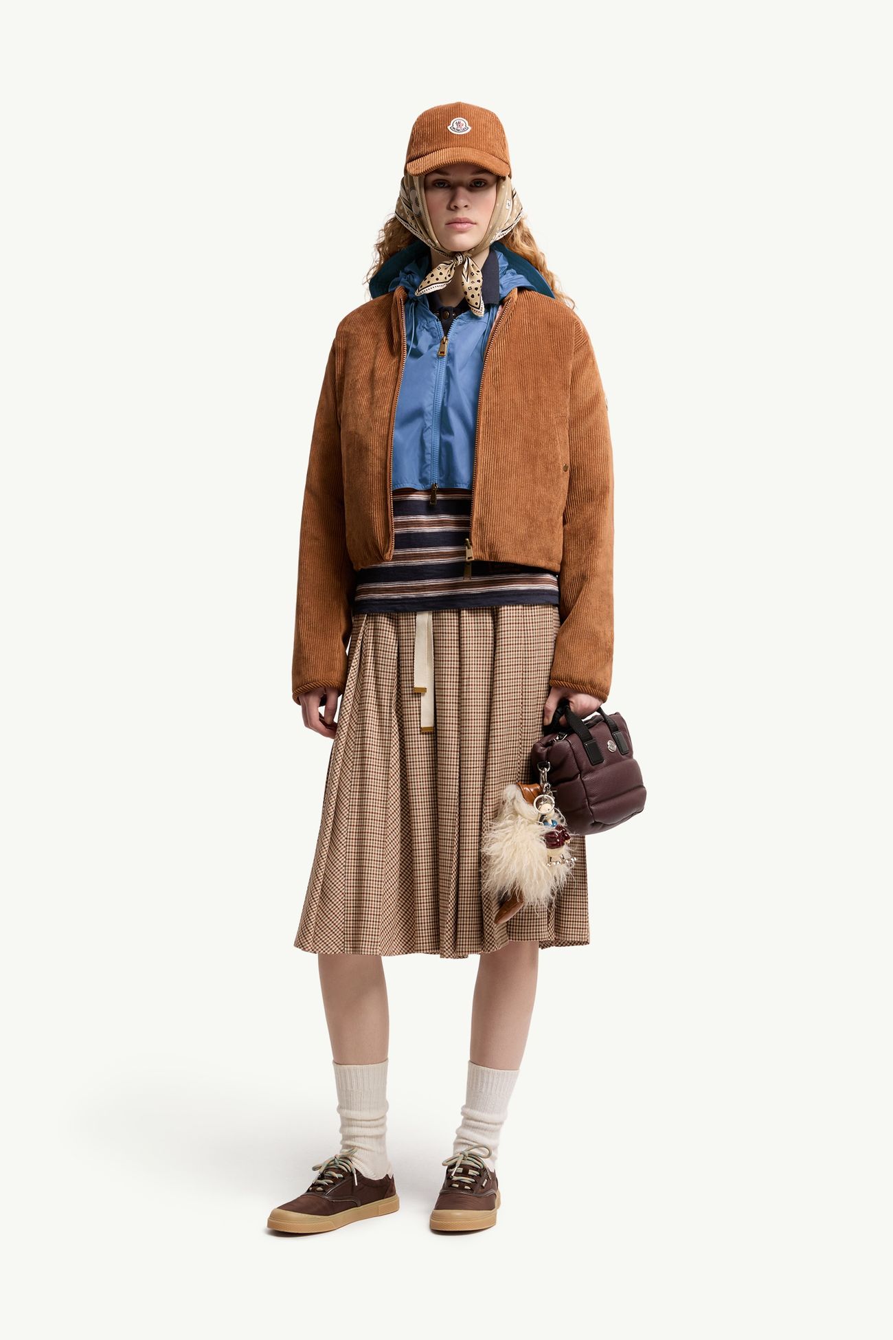 Microcheck Midi Wool Skirt Women Beige Moncler 0