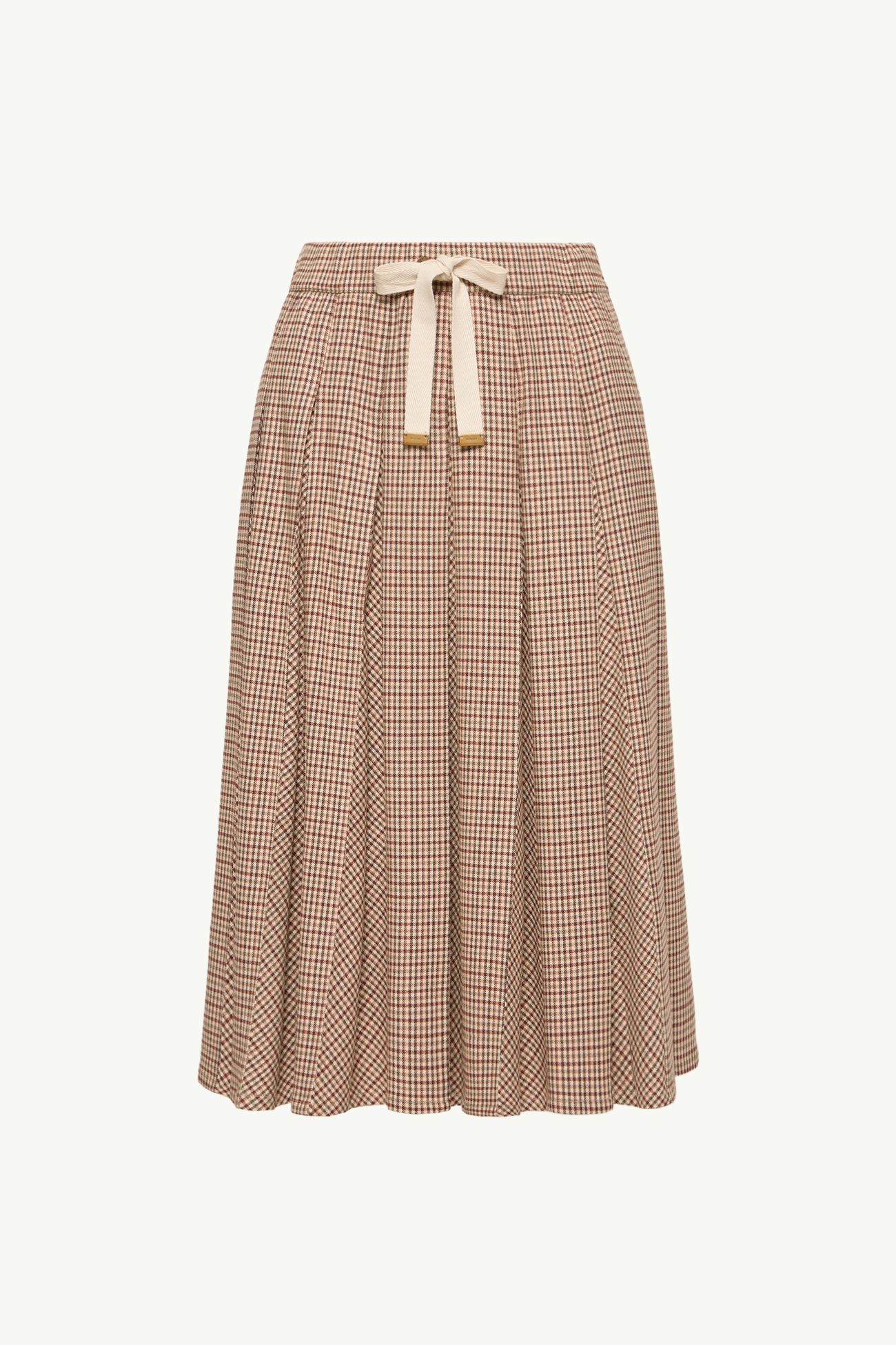 Microcheck Midi Wool Skirt Women Beige Moncler 2