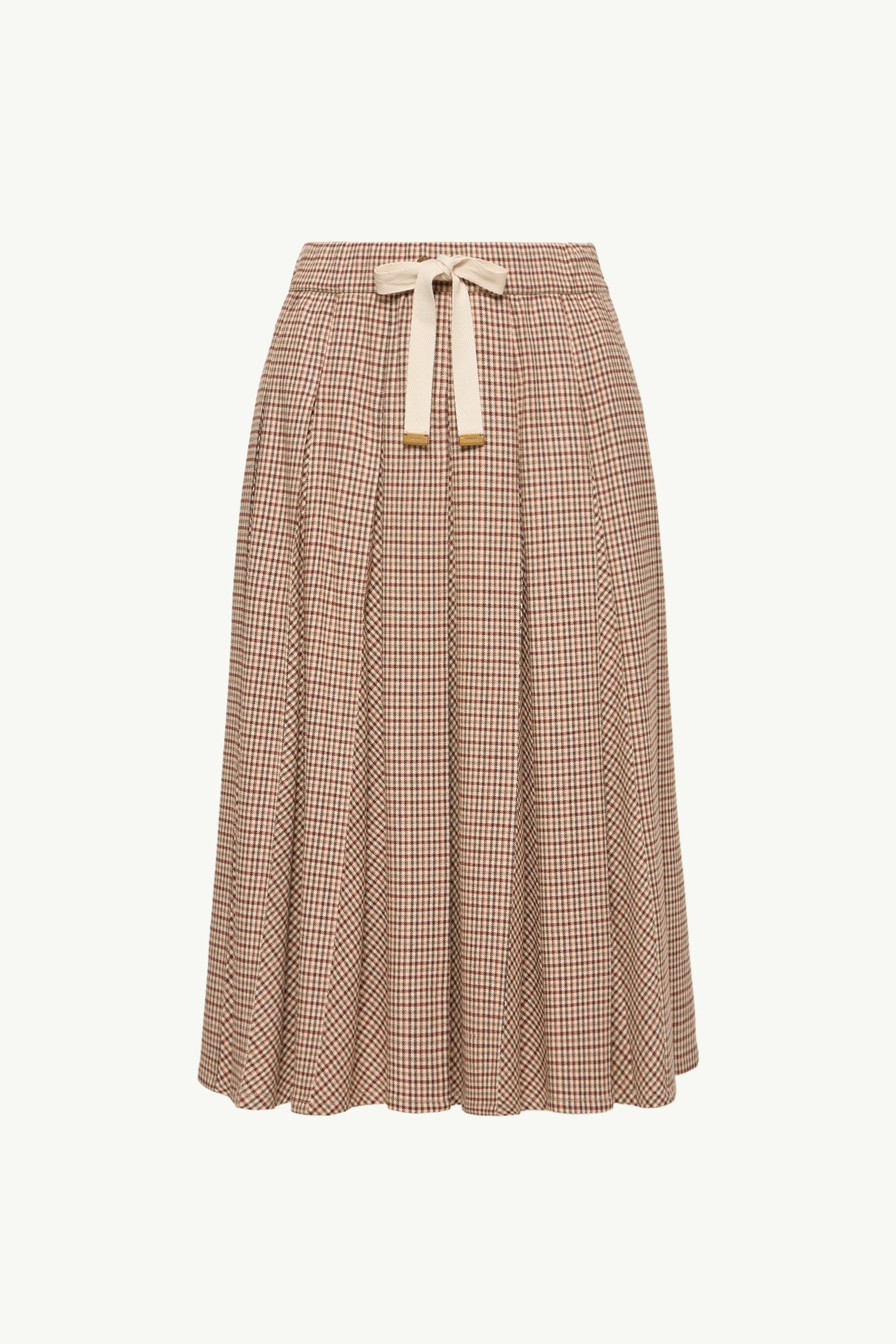 Microcheck Midi Wool Skirt Women Beige Moncler 2