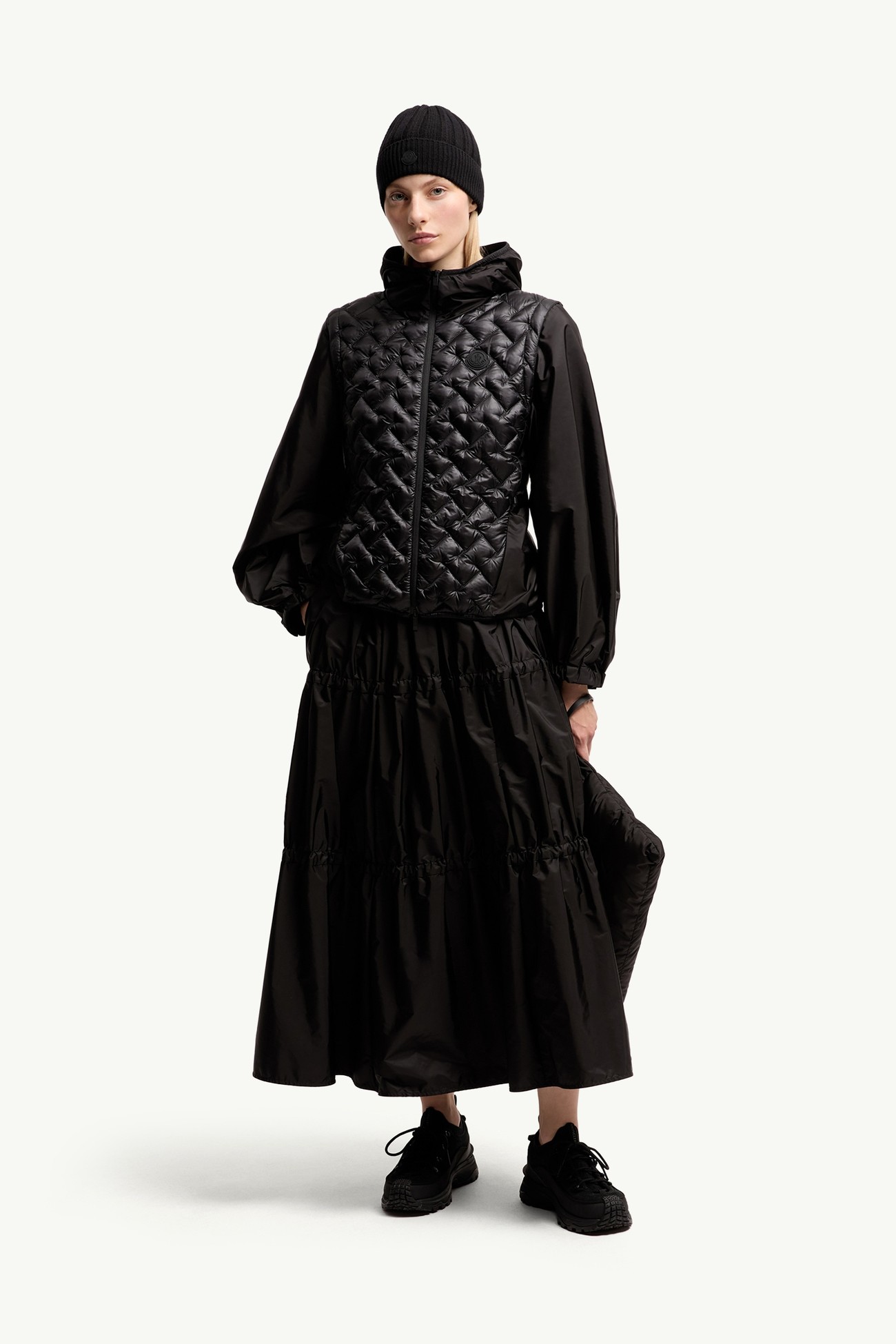 Ruffle Mid-Length Skirt Women Black Moncler 0