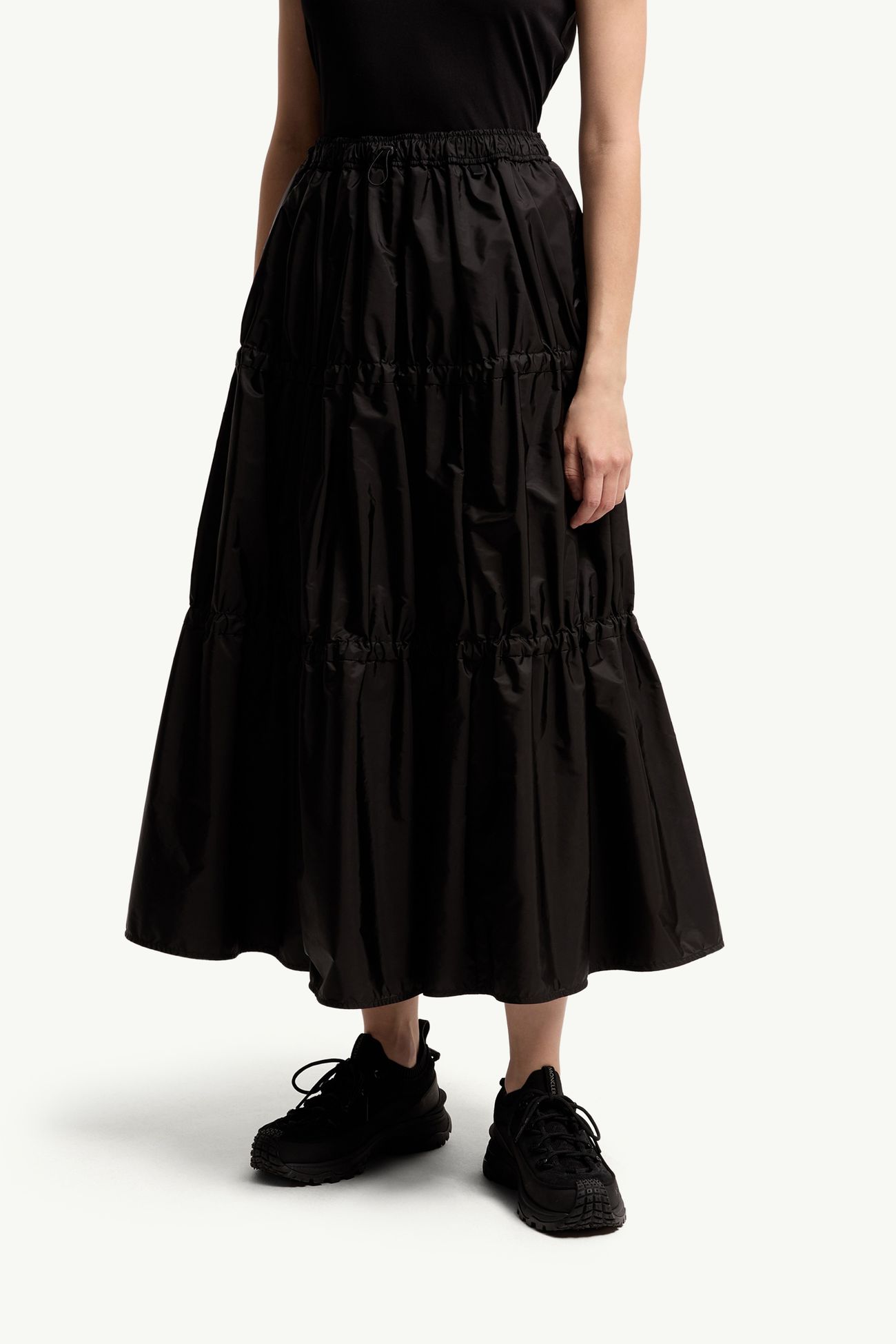 Gonna midi con ruches Donna Nero Moncler 3