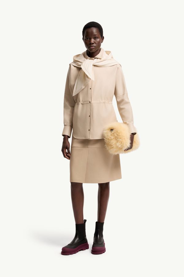 及膝皮革半截裙 女士 淺米色 Moncler 0