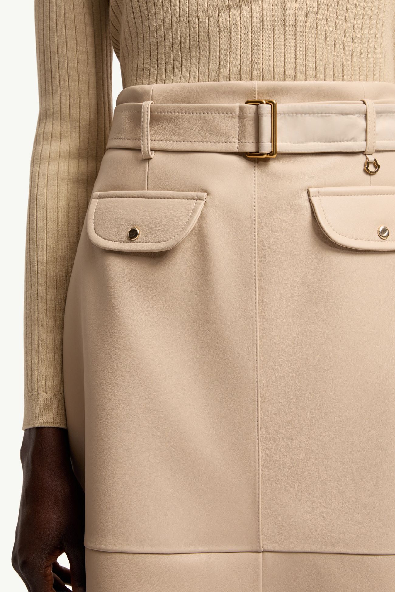 Knee-Length Leather Skirt Women Light Beige Moncler 5