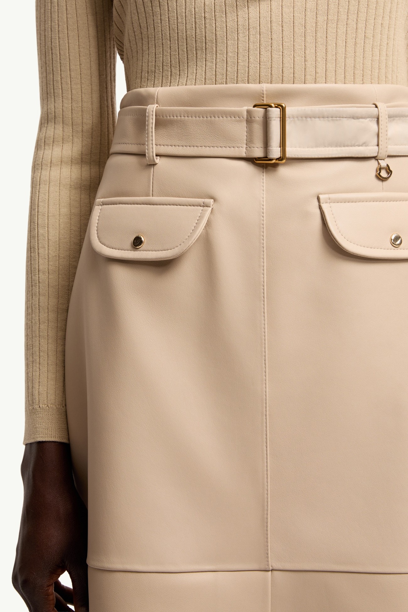 Knee-Length Leather Skirt Women Light Beige Moncler 5
