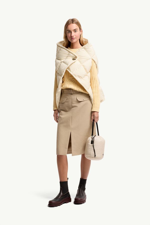 連腰帶及膝棉質半截裙 女士 米色 Moncler 0