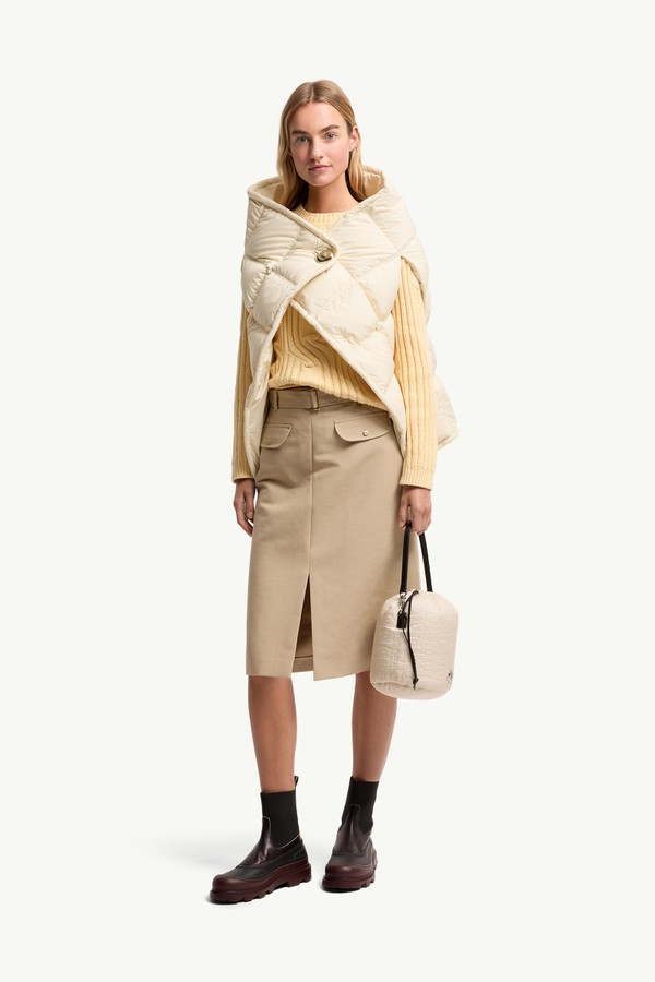 連腰帶及膝棉質半截裙 女士 米色 Moncler 0
