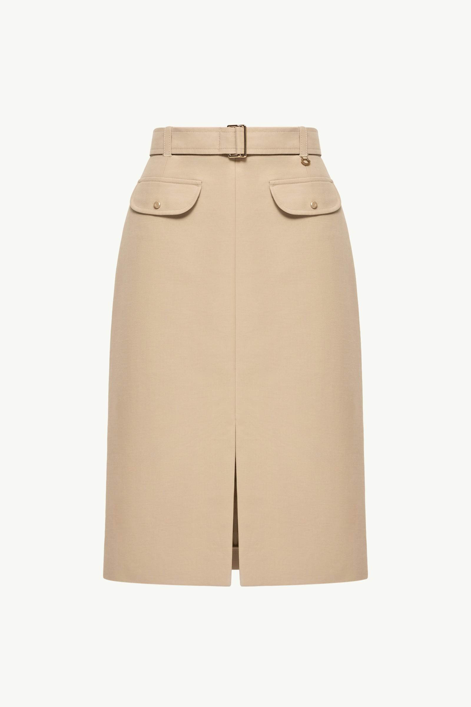 Belted Knee-Length Cotton Skirt Women Beige Moncler, 1 of 0