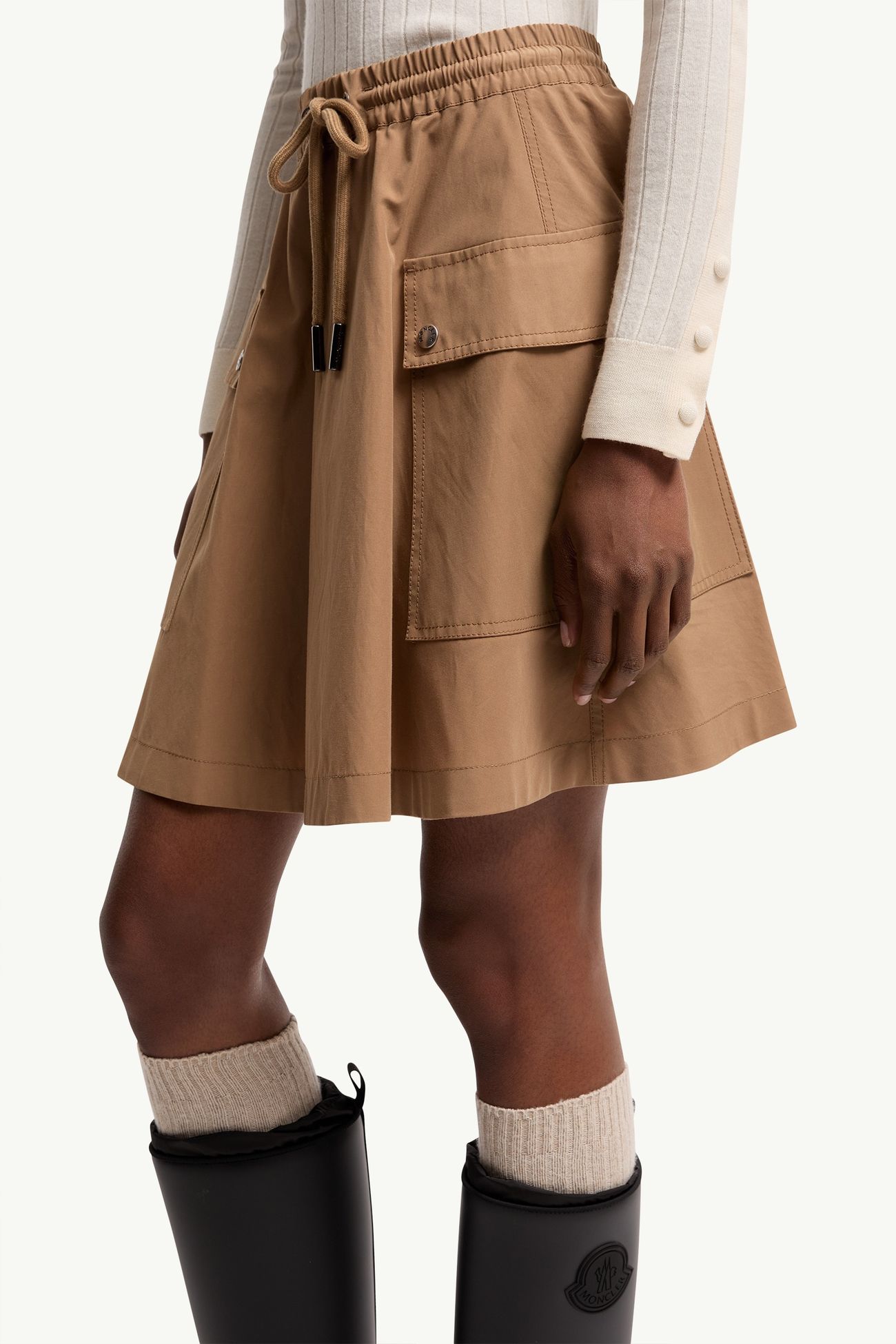 Minigonna a trapezio in misto cotone Donna Beige Cammello Moncler 1