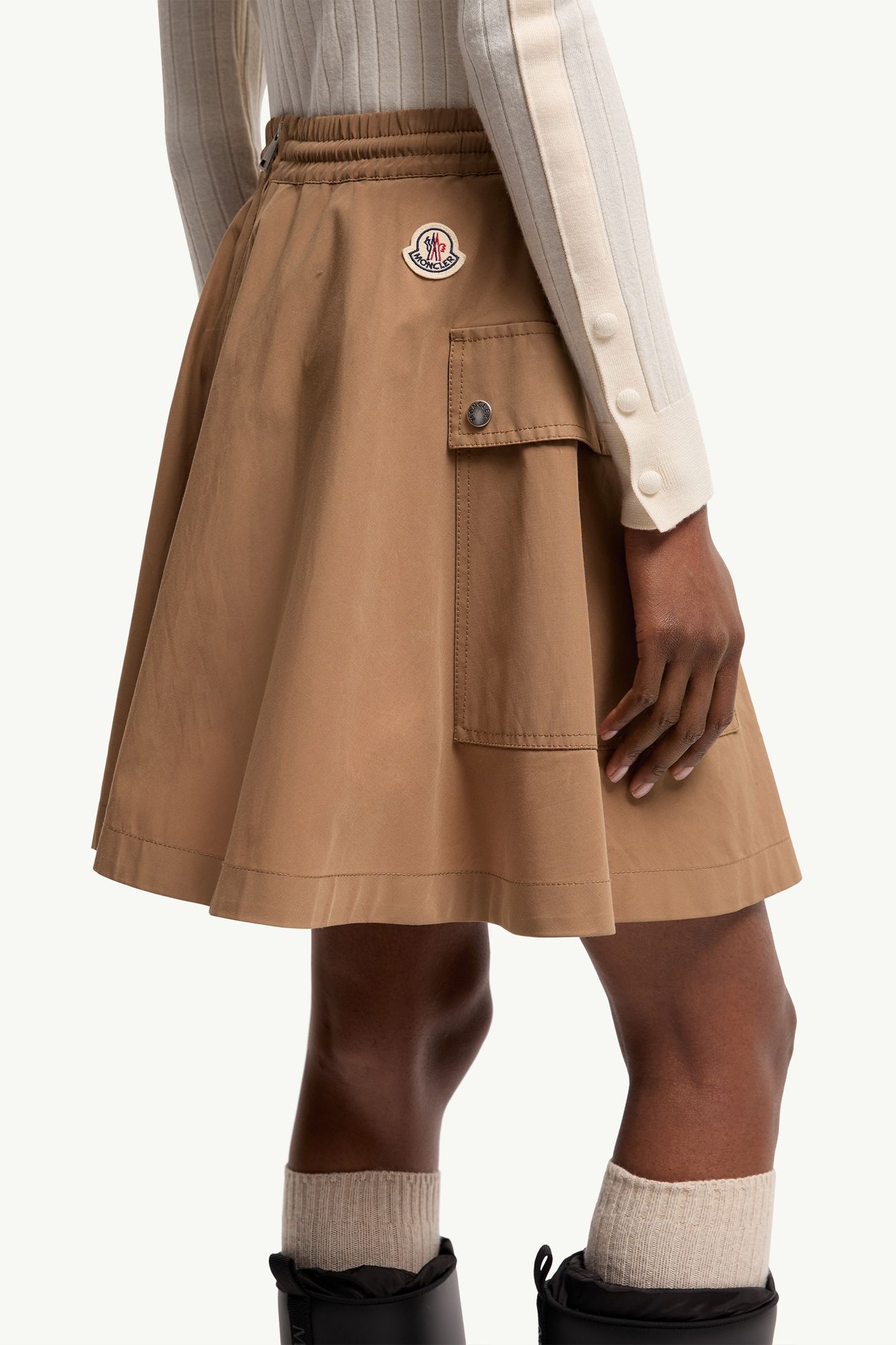 Minigonna a trapezio in misto cotone Donna Beige Cammello Moncler 5