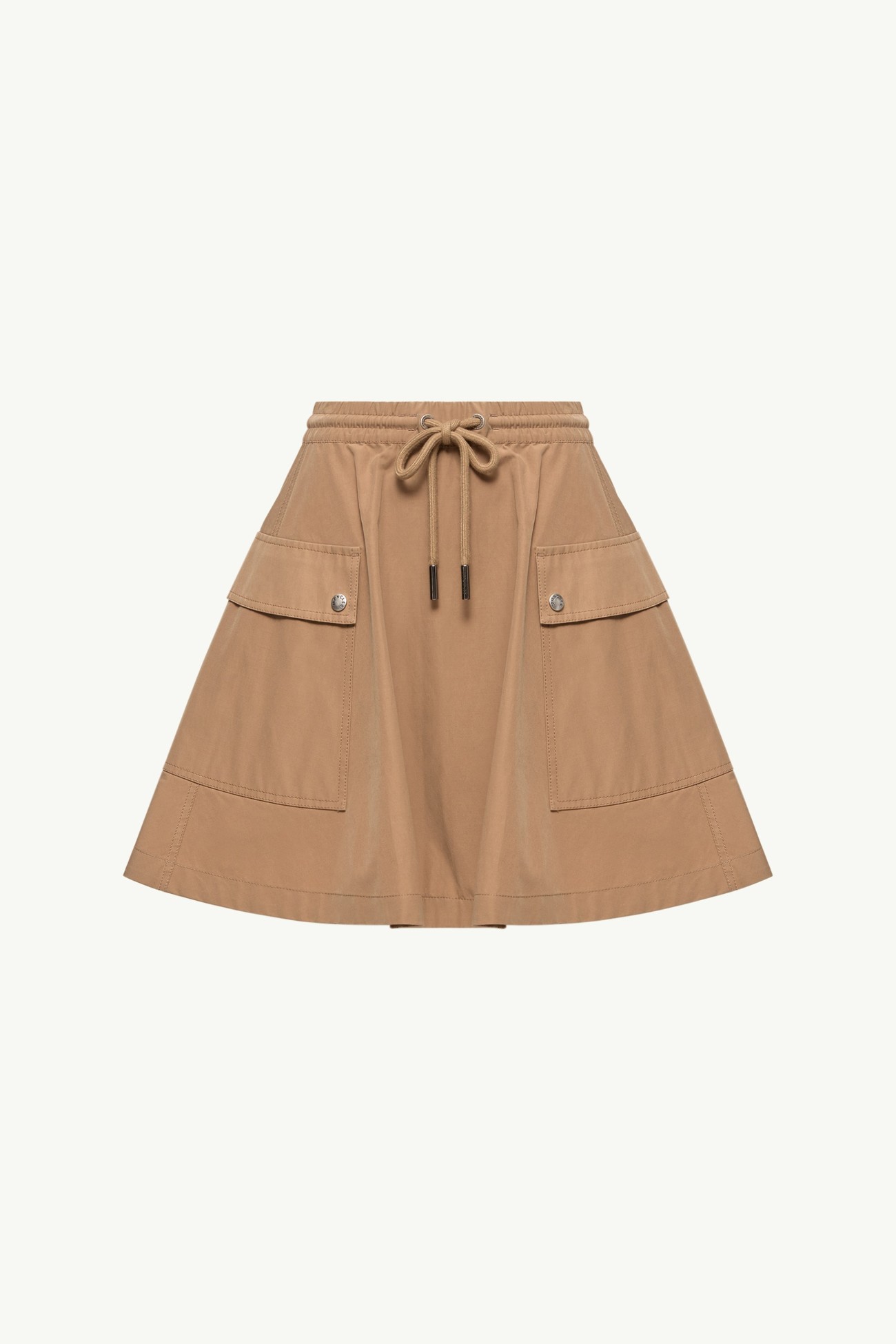 Cotton Blend A-Line Mini Skirt Women Camel Beige Moncler 2