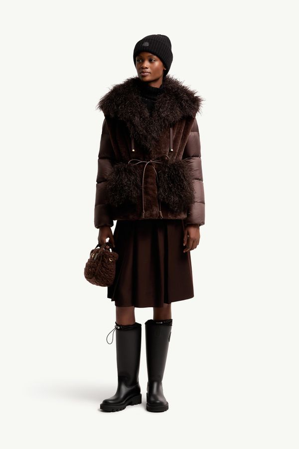 Falda midi de gabardina de lana Mujer Marrón Moncler 0