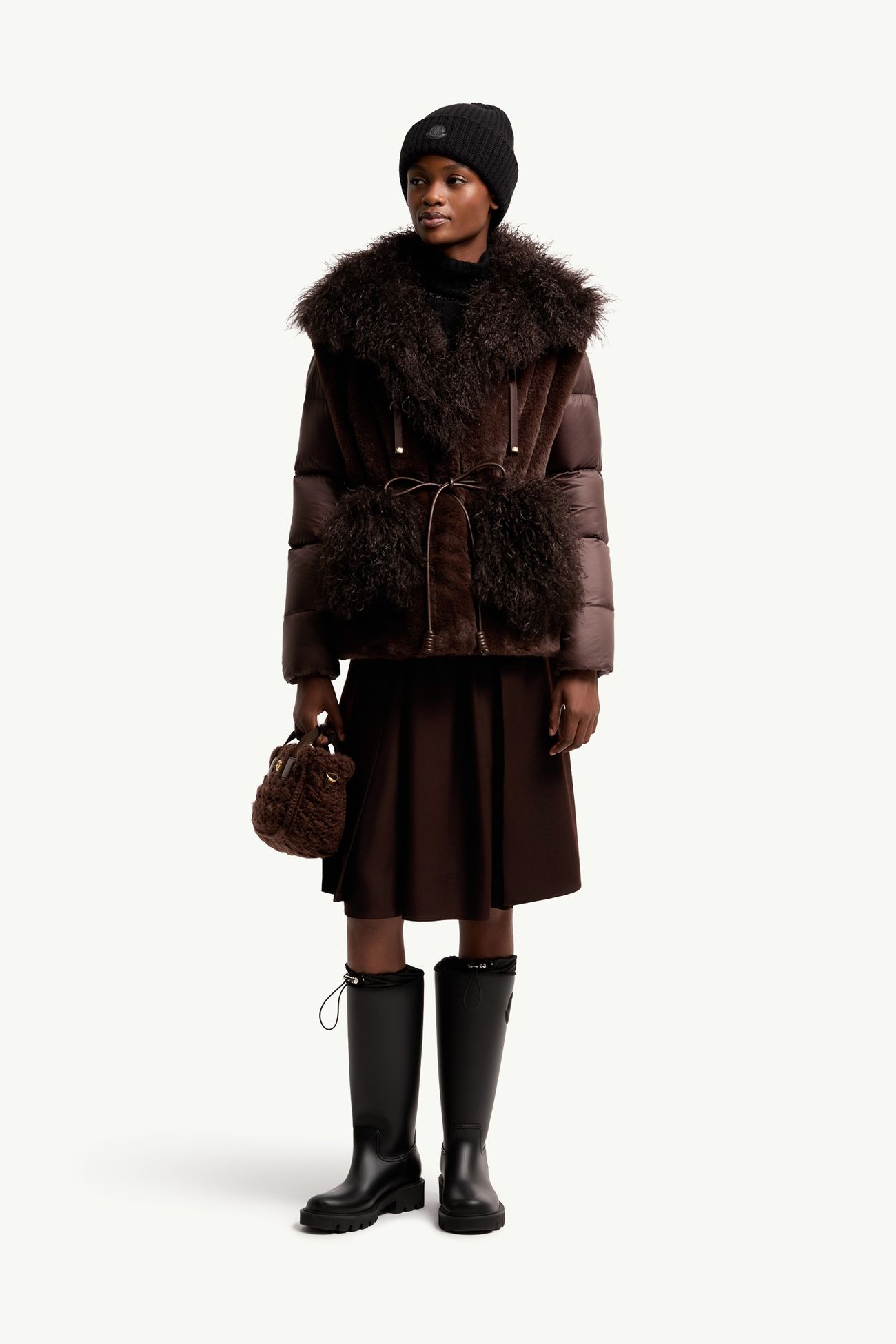 女士羊毛中长半身裙 女士 棕色 Moncler 0