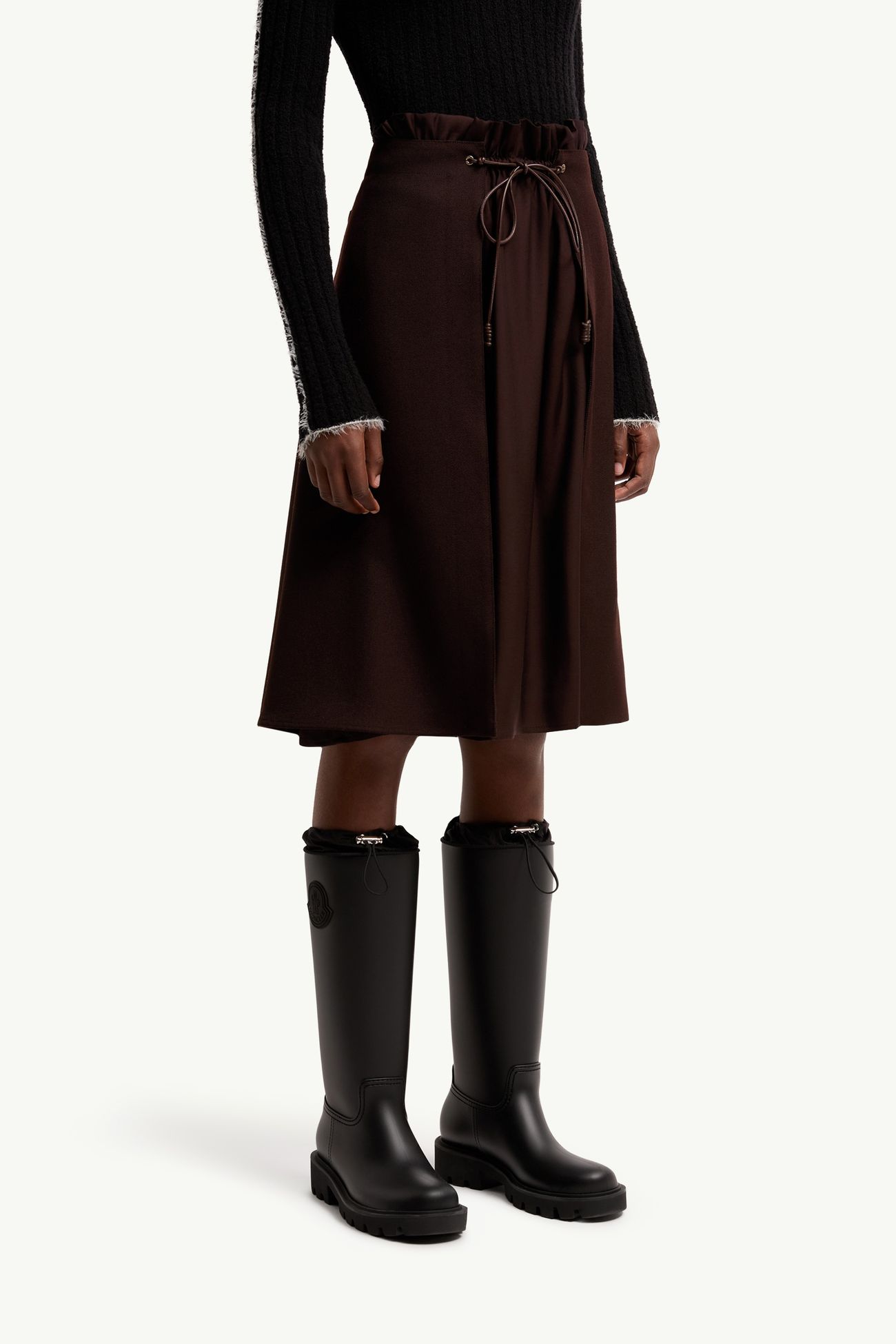 Falda midi de gabardina de lana Mujer Marrón Moncler 3
