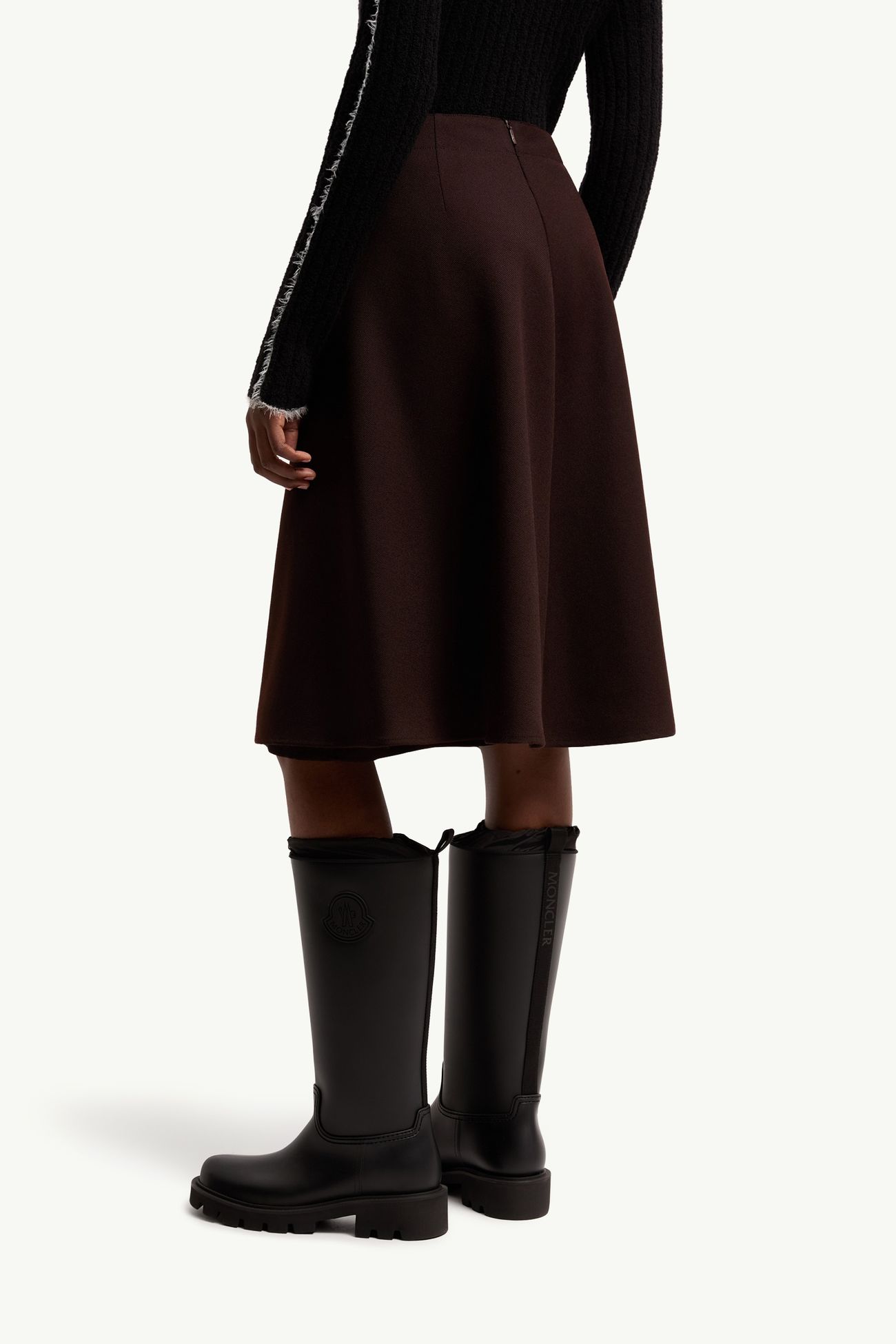 Wool Gabardine Midi Skirt Women Brown Moncler 4