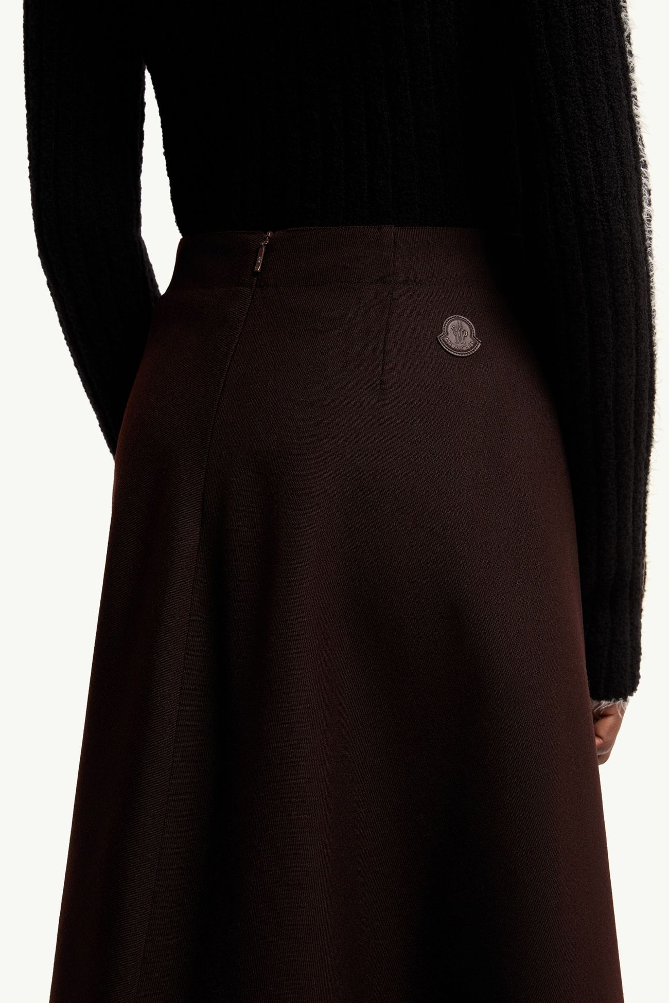 Gonna Midi in Gabardine di Lana Donna Marrone Moncler 5