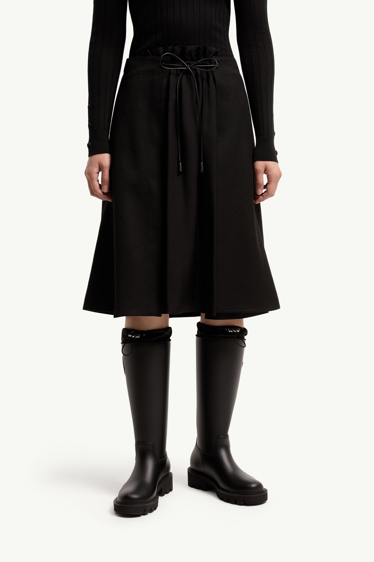 羊毛華達呢中長裙 女士 黑色 Moncler 3