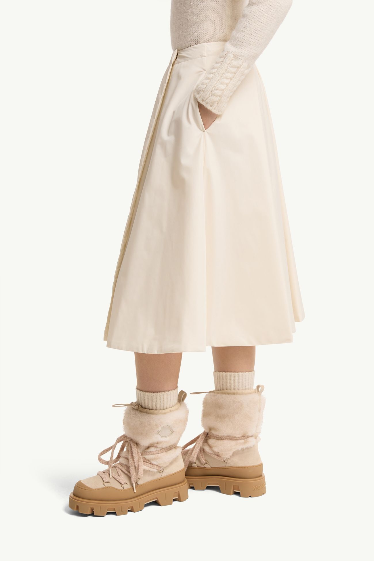 夾層塔夫綢中長半截裙 女士 白色 Moncler 1