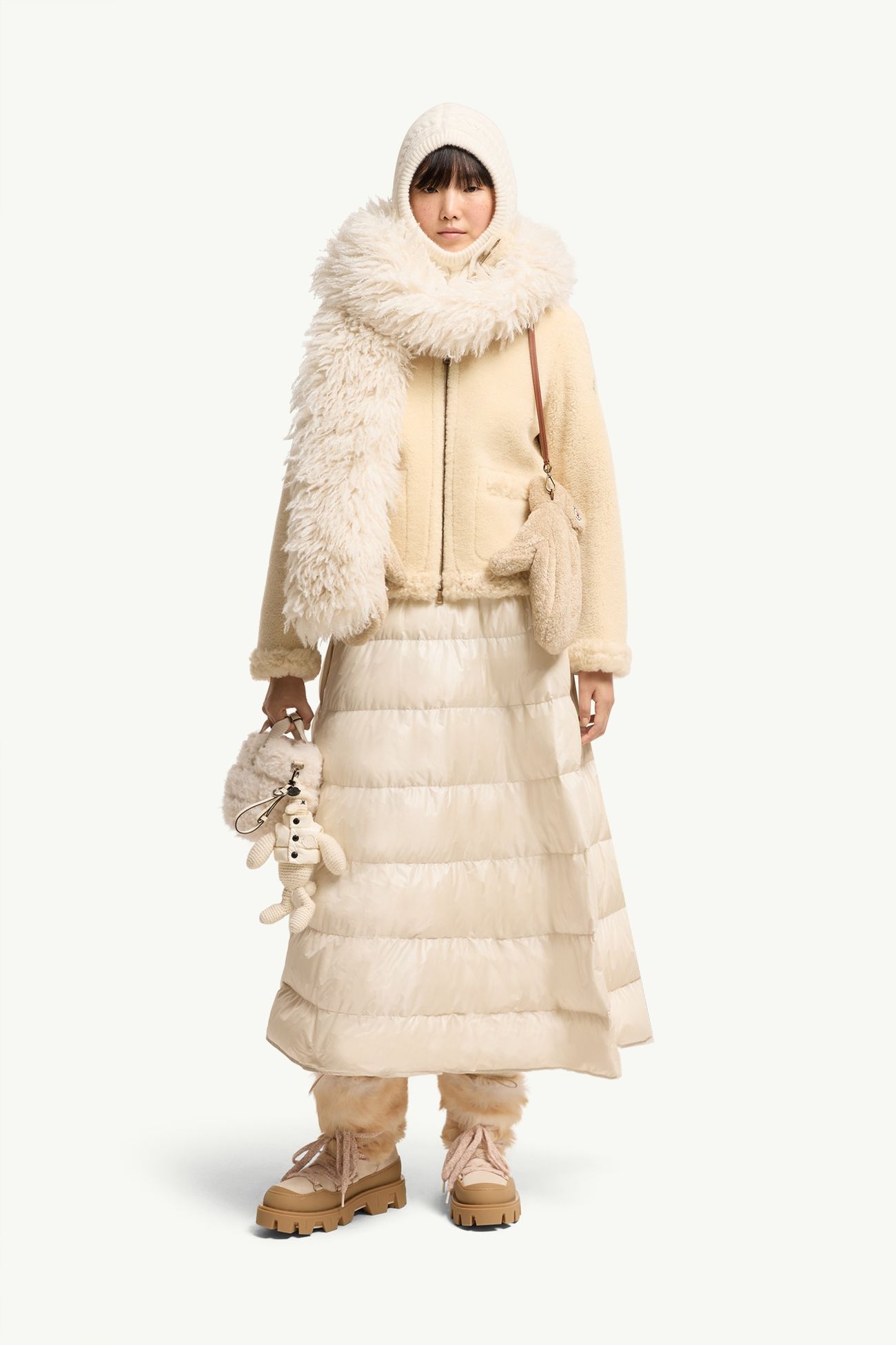 A字型中長半截裙 女士 淺米色 Moncler 0