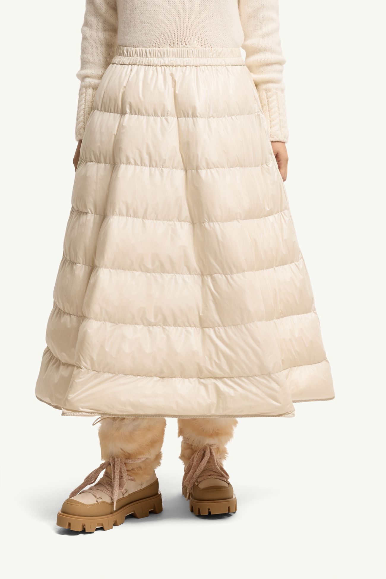 A 라인 다운 미디 스커트 여성 라이트 베이지 Moncler 3
