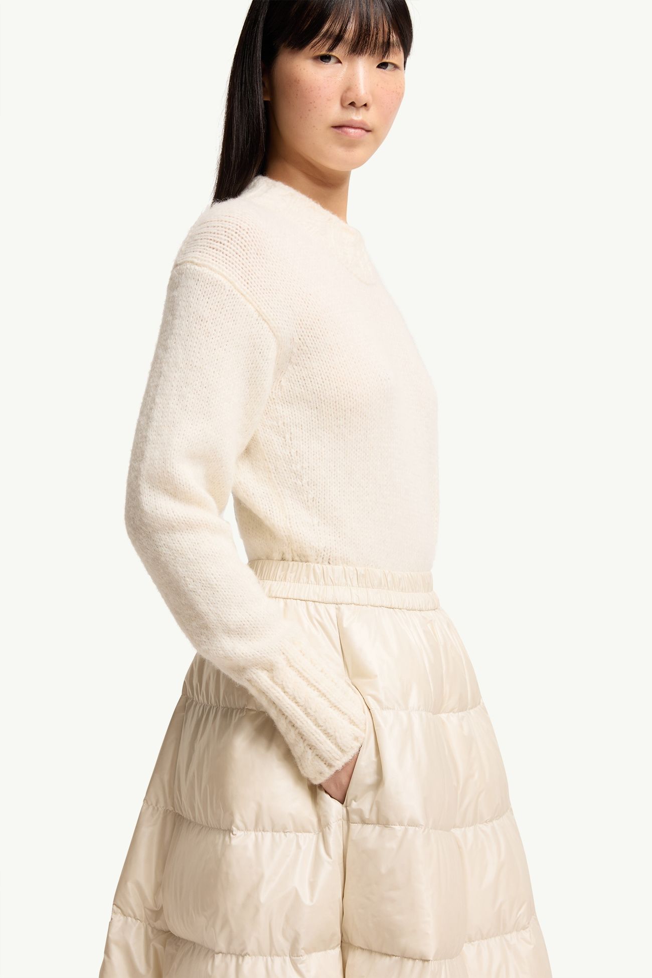 Gonna midi imbottita a linea A Donna Beige Chiaro Moncler 5