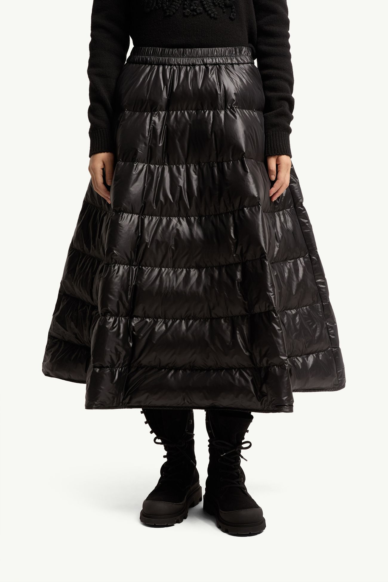 A-Line Down Midi Skirt Women Black Moncler 3