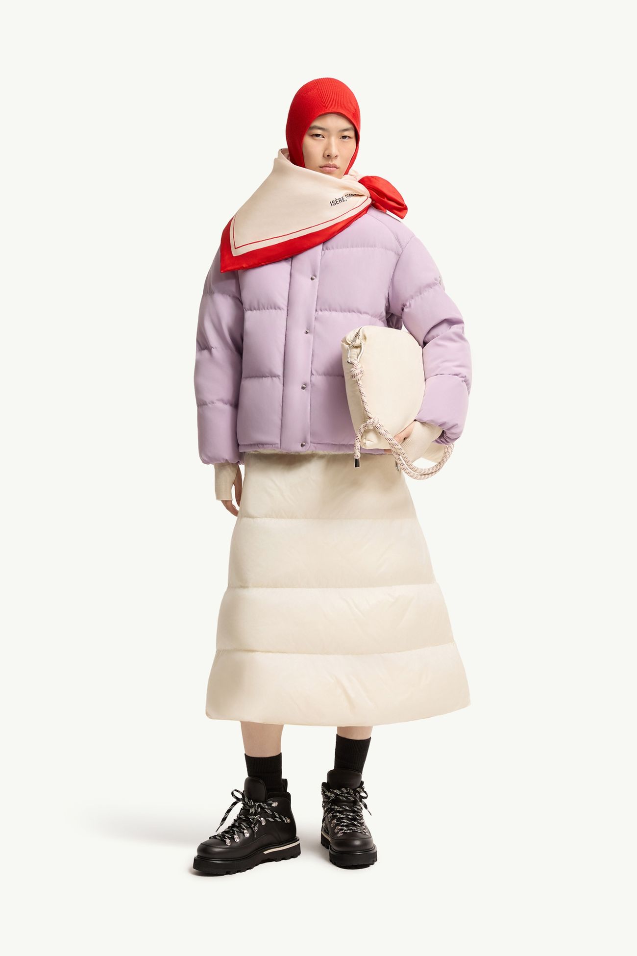 Falda midi reversible acolchada de sarga de lana Mujer Blanco Moncler 0