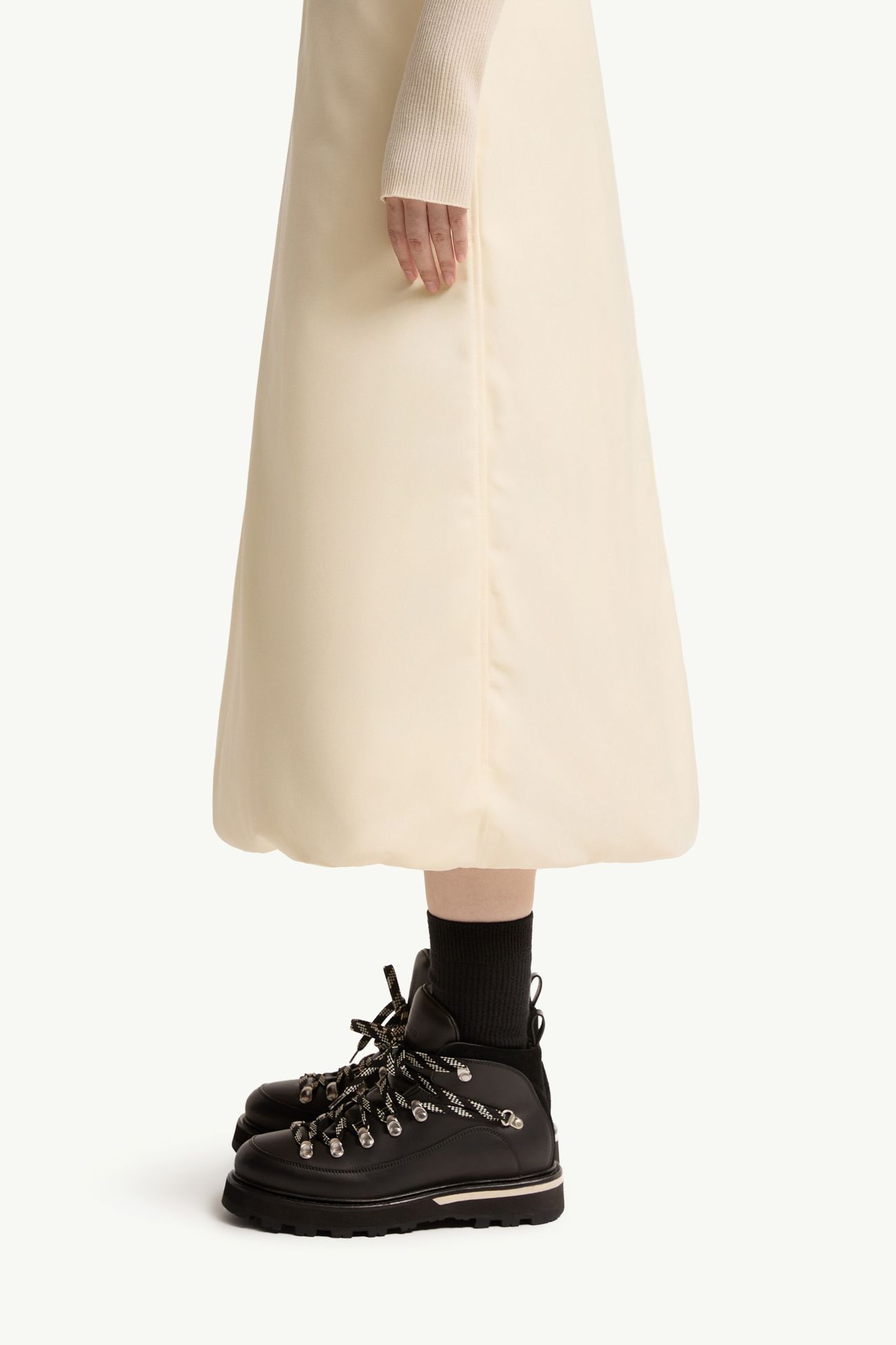 Jupe midi matelassée réversible en sergé de laine Femmes Blanc Moncler 1