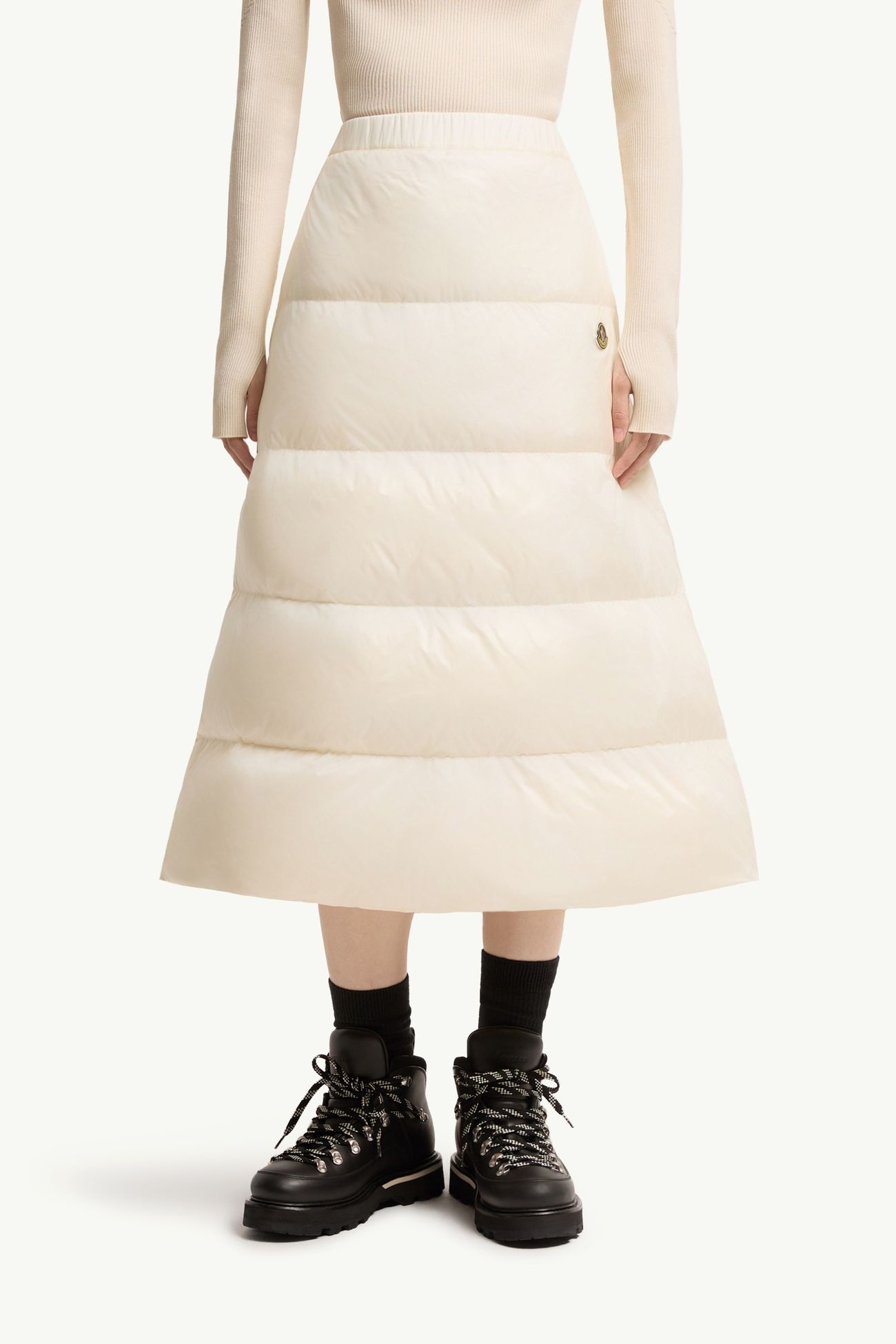 Gonna midi imbottita reversibile in twill di lana Donna Bianco Moncler 3