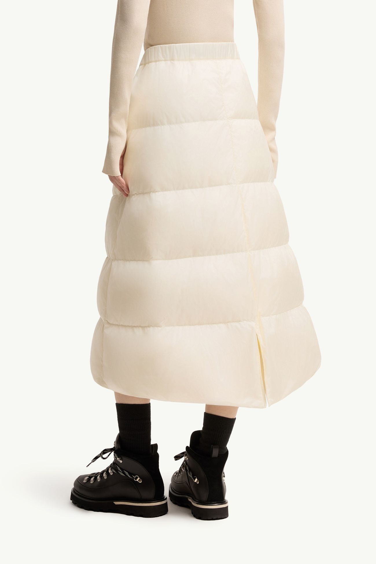 Jupe midi matelassée réversible en sergé de laine Femmes Blanc Moncler 4