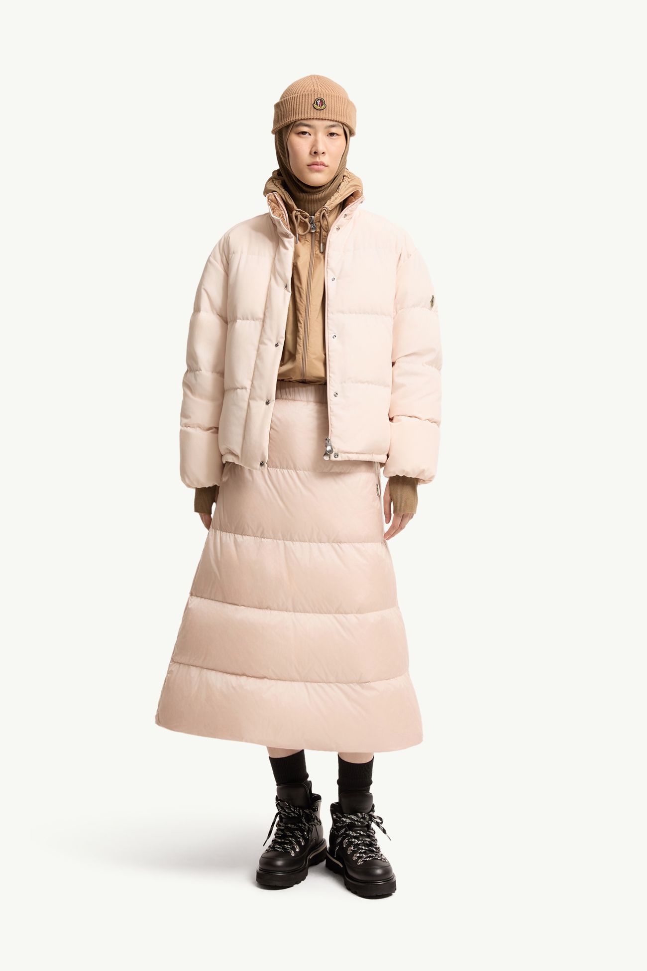 双面款型女士羊毛斜纹加衬中长半身裙 女士 浅粉色 Moncler 0