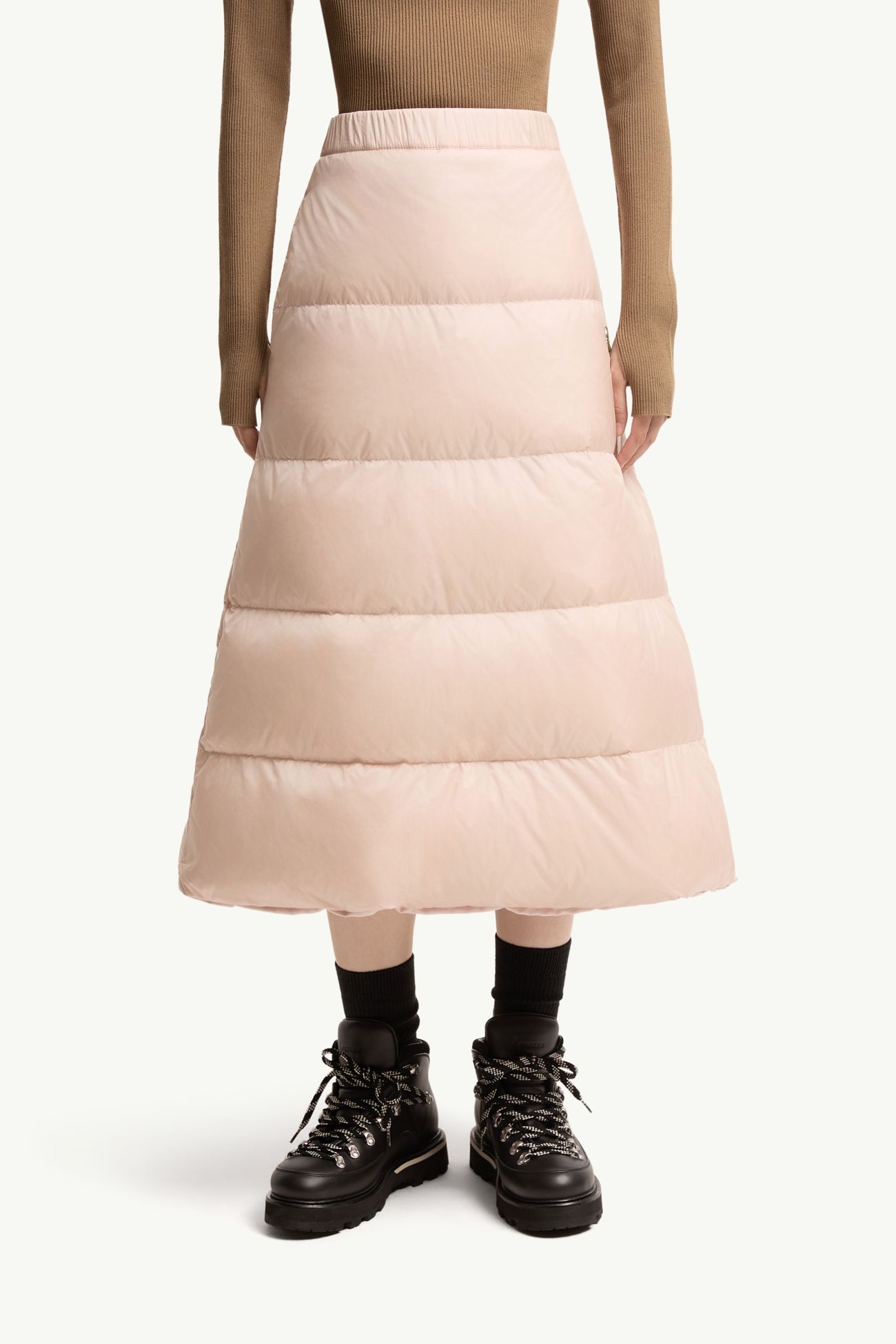 Reversible Wool Twill Padded Midi Skirt Women Light Pink Moncler 3
