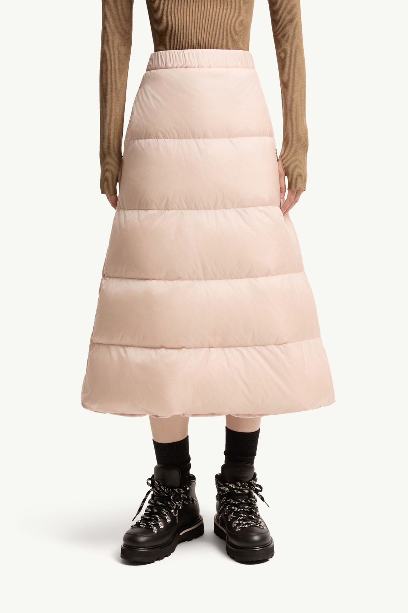 雙面羊毛斜紋布夾層中長裙 女士 淺粉紅色 Moncler 3