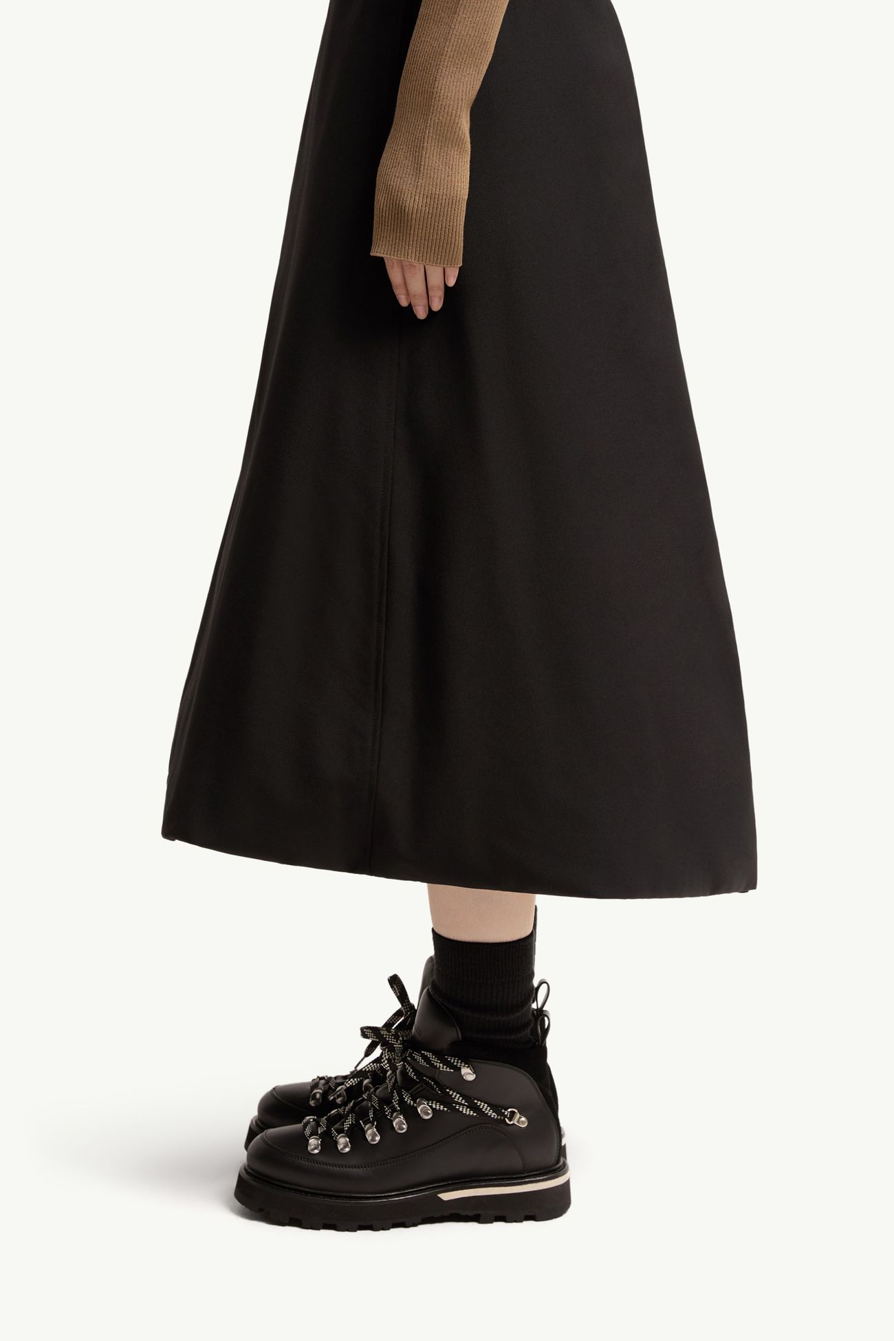 Gonna midi imbottita reversibile in twill di lana Donna Nero Moncler 1