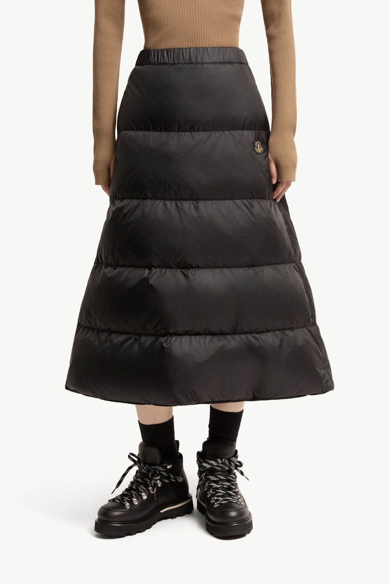 Reversible Wool Twill Padded Midi Skirt Women Black Moncler 3