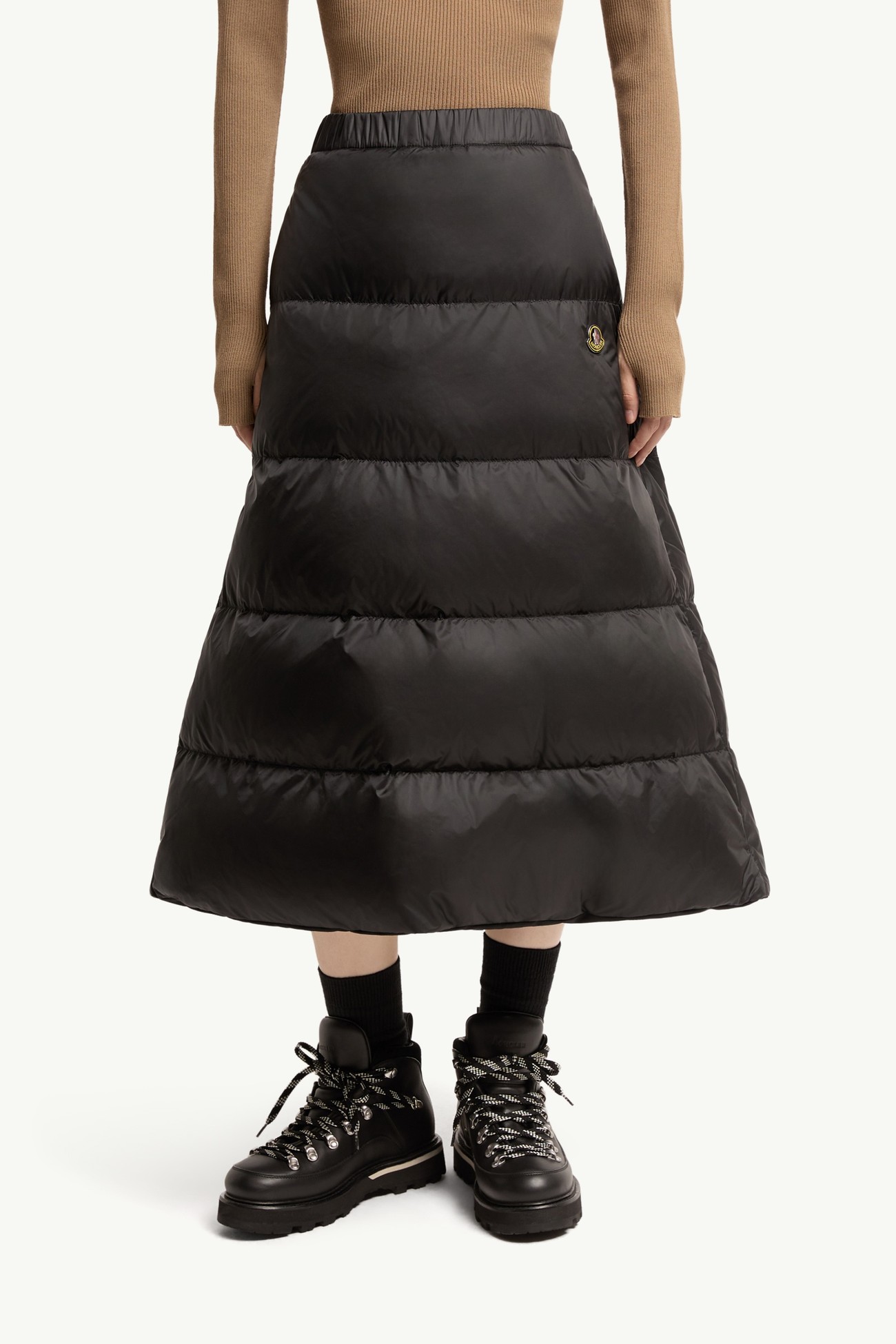 Reversible Wool Twill Padded Midi Skirt Women Black Moncler 3