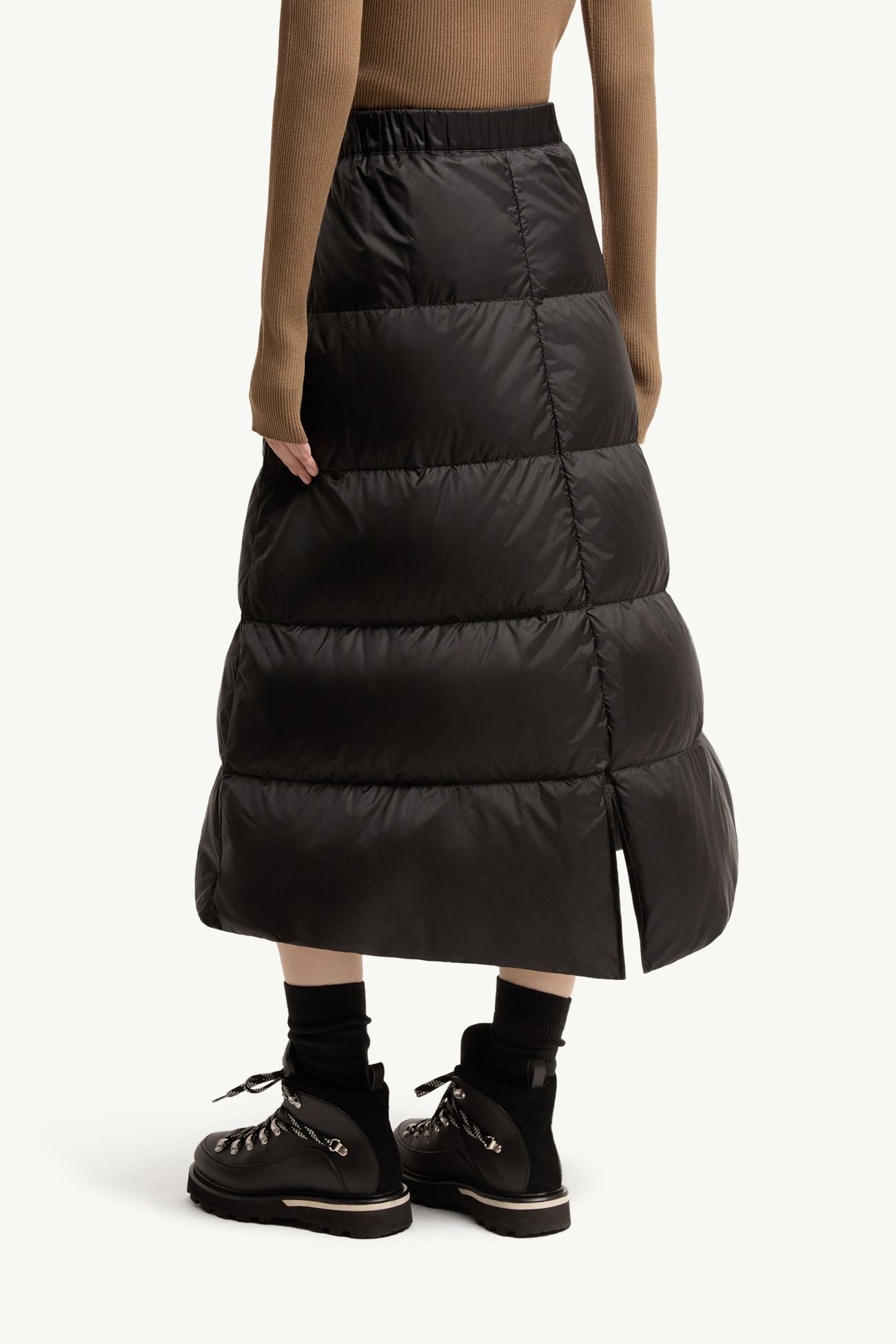Jupe midi matelassée réversible en sergé de laine Femmes Noir Moncler 4