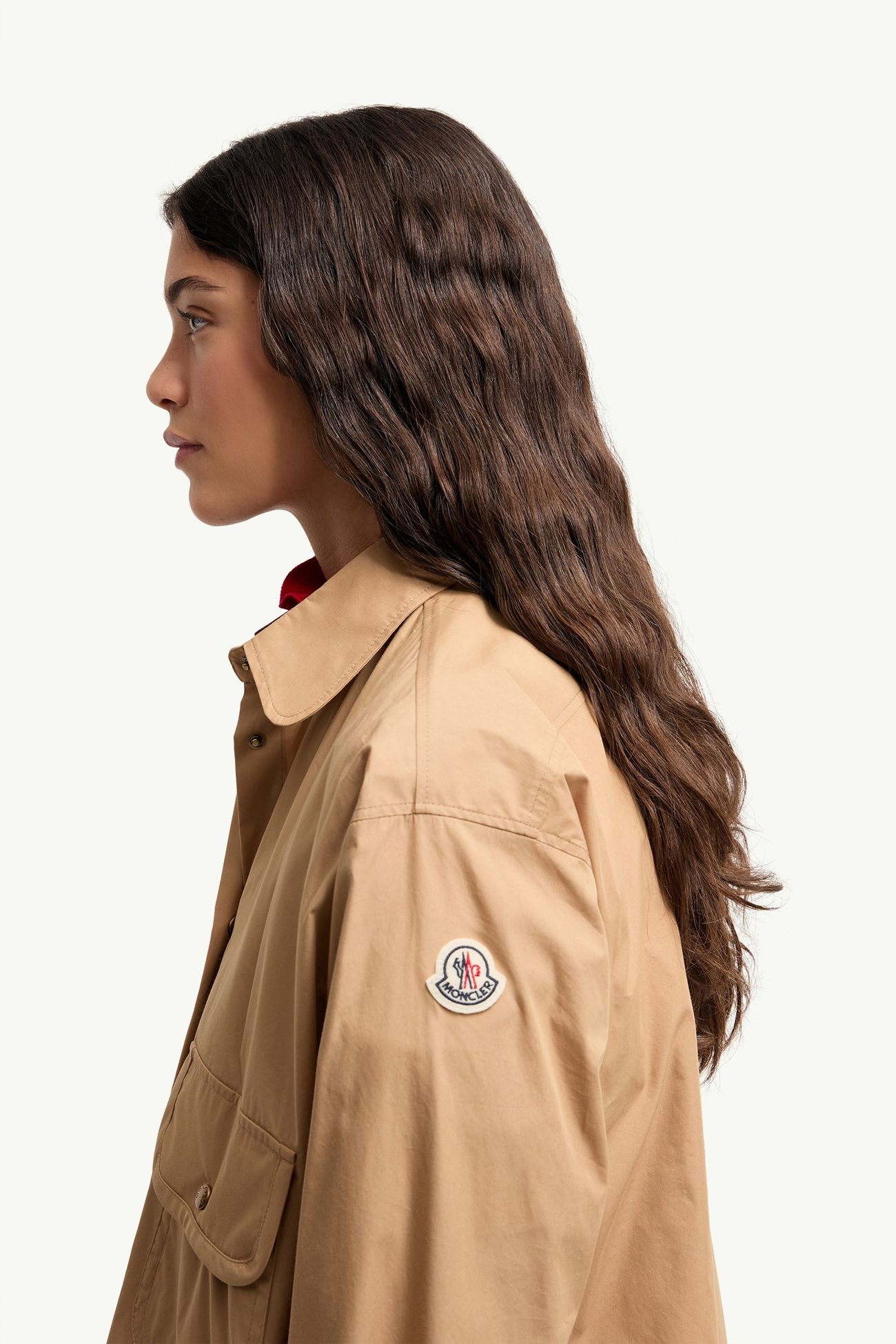 Giacca camicia con cappuccio in misto cotone Donna Beige Moncler 1