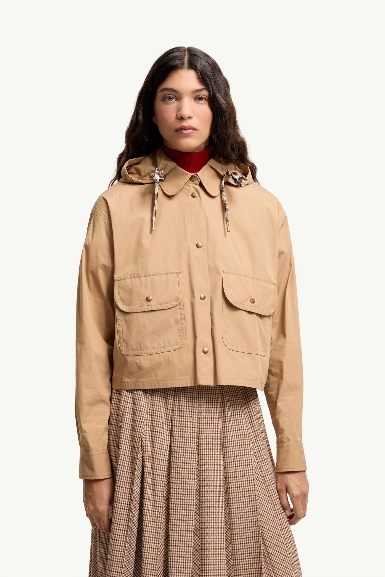 Giacca camicia con cappuccio in misto cotone Donna Beige Moncler 3