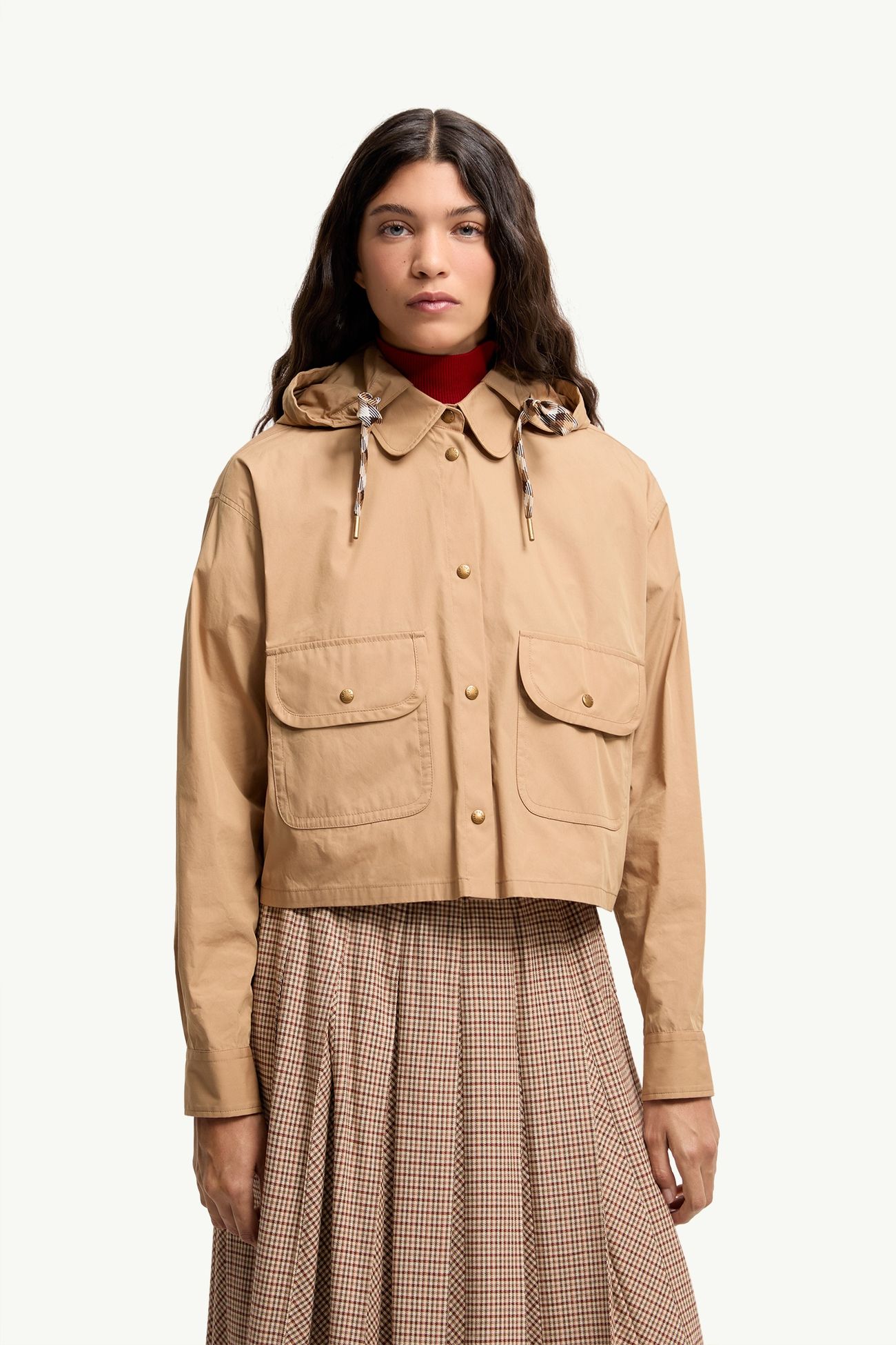 Hemdjacke mit Kapuze aus Baumwollmischung Damen Beige Moncler 3