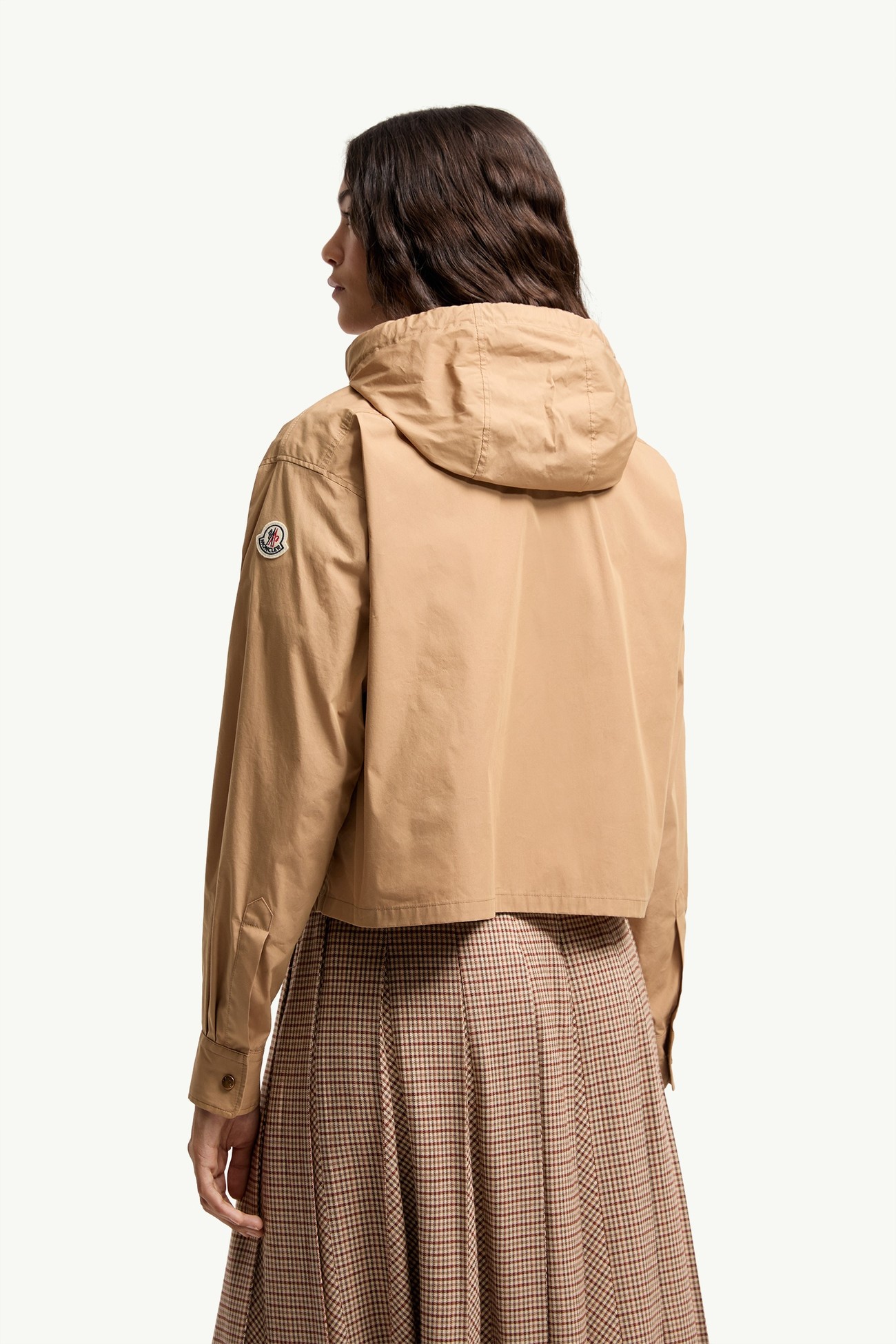 Giacca camicia con cappuccio in misto cotone Donna Beige Moncler 4