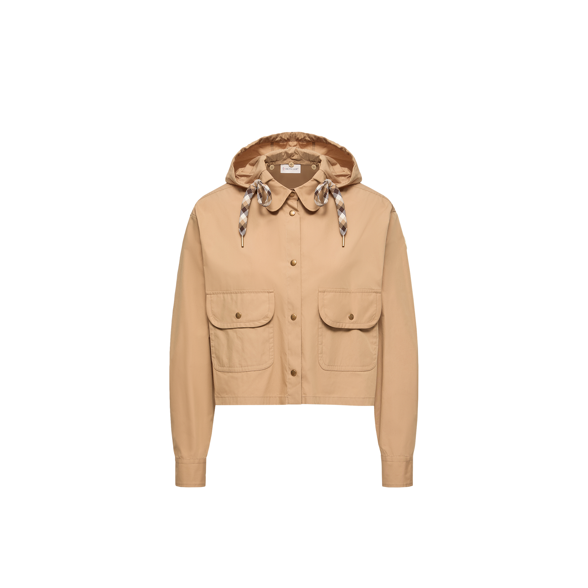 Moncler Surchemise À Capuche En Coton Mélangé, Femme, Beige, Taille: 44 In Multi