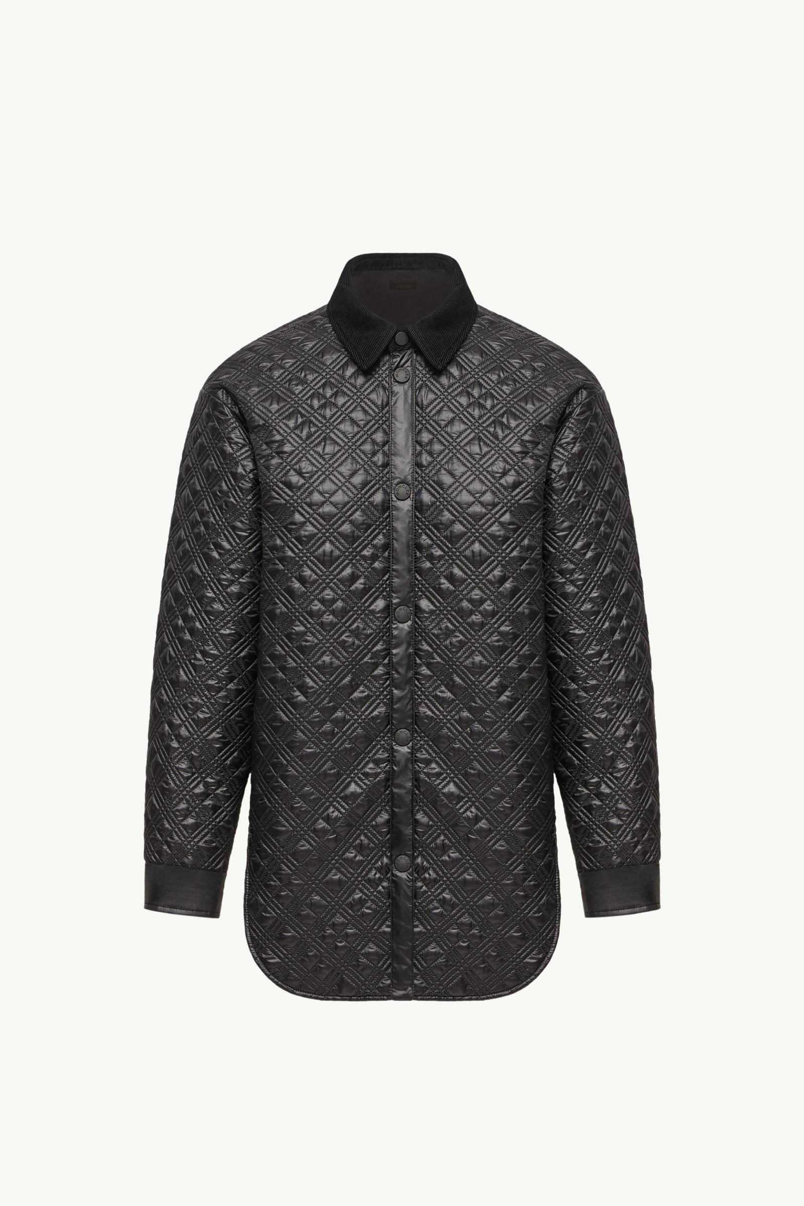 Corduroy-Trimmed Padded Shirt Jacket Women Black Moncler