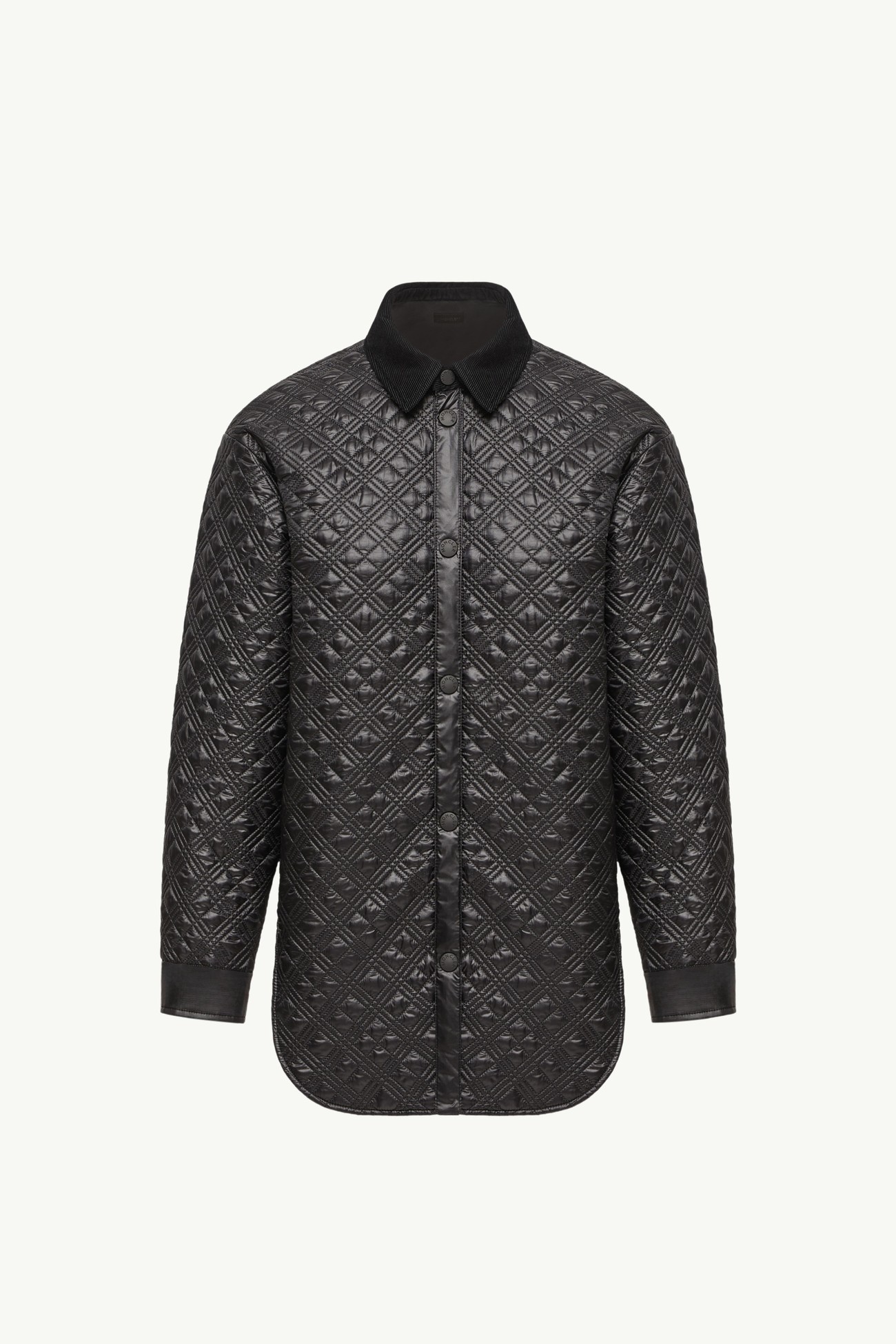 Wattierte Hemdjacke mit Cordbesatz Damen Schwarz Moncler 2