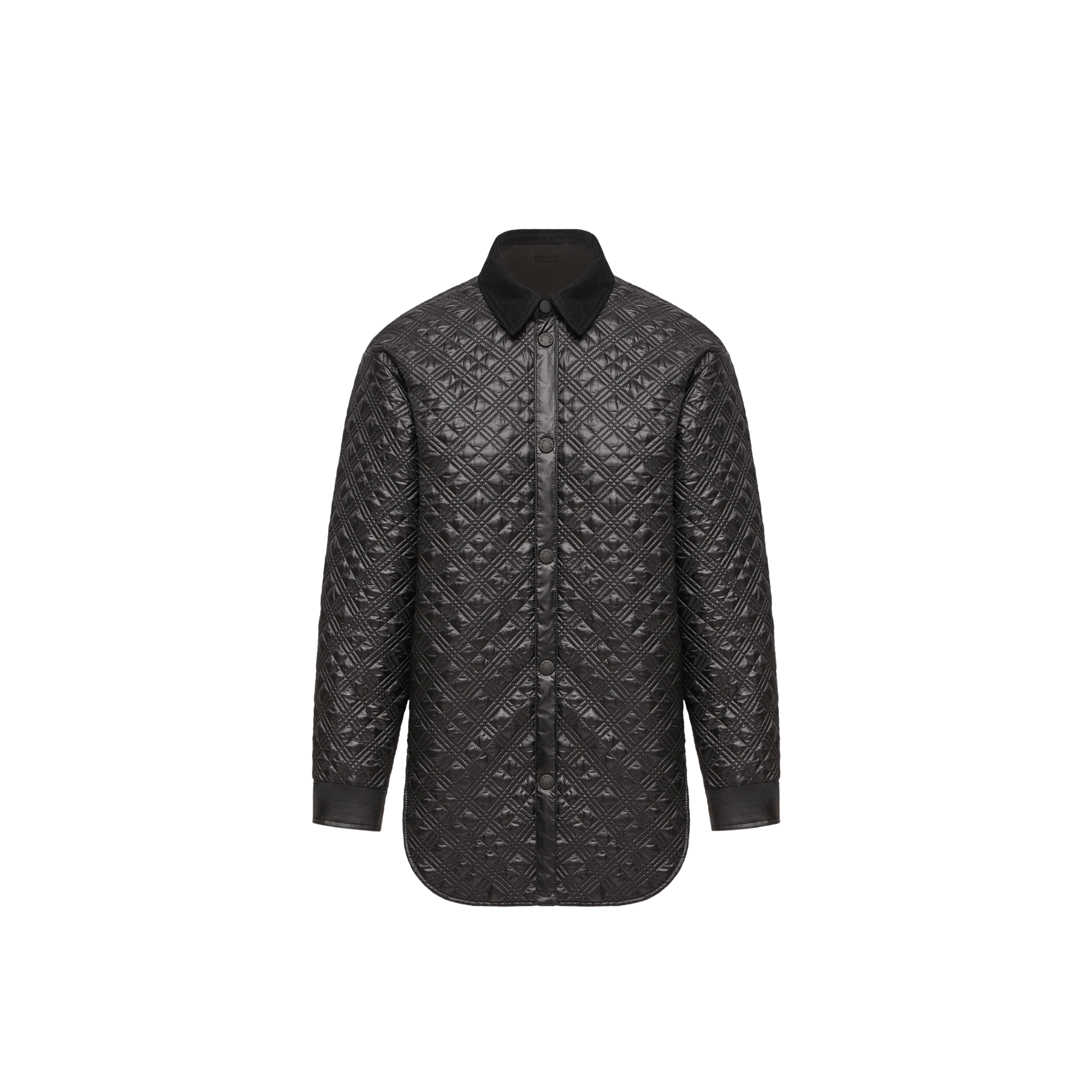 Moncler   Corduroy-Trimmed Padded Shirt Jacket for Women in Black, Size: 40