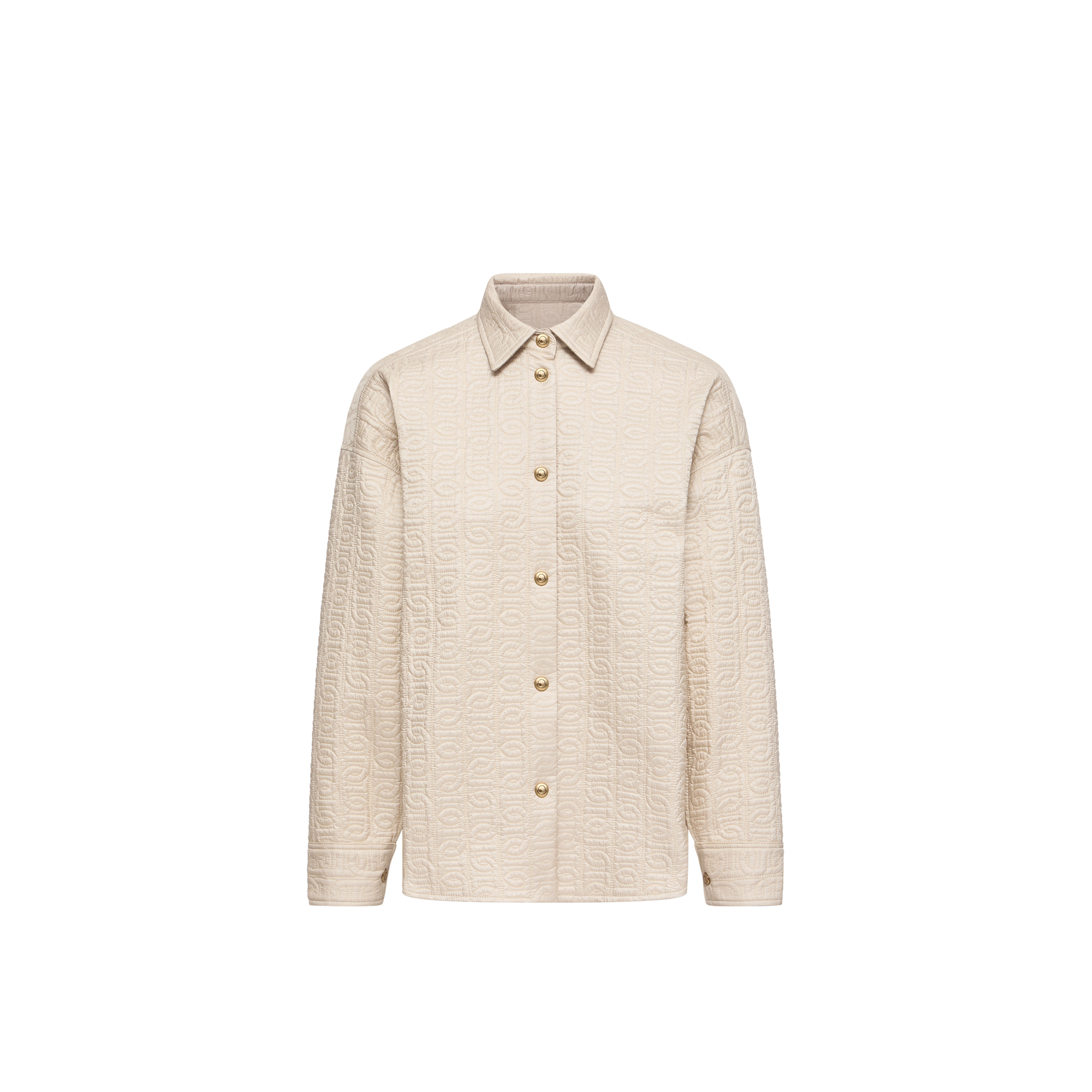 Moncler   Chain Quilted Padded Shirt Jacket for Women in Beige, Size: 38