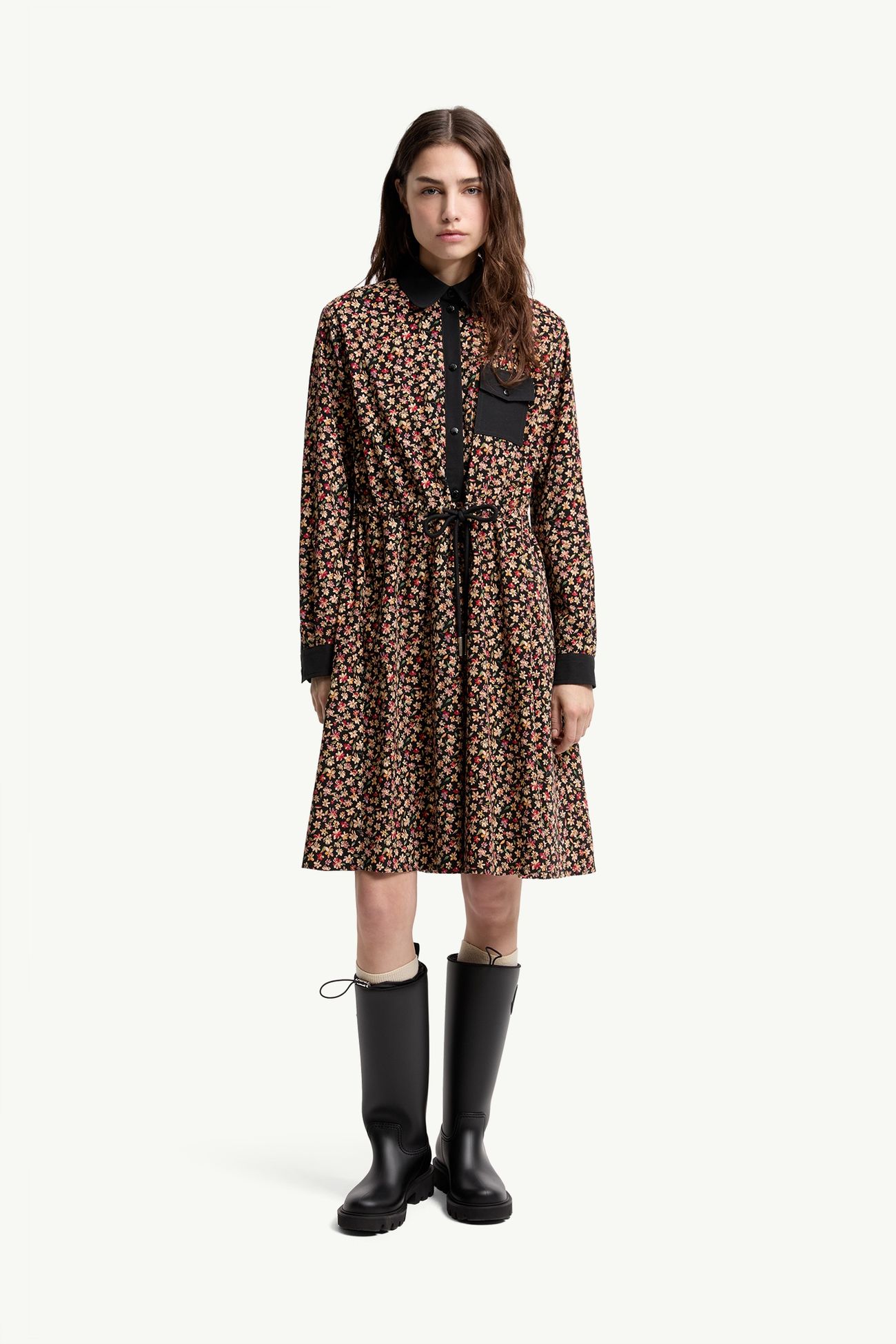 Floral Corduroy Dress Women Black Moncler 3