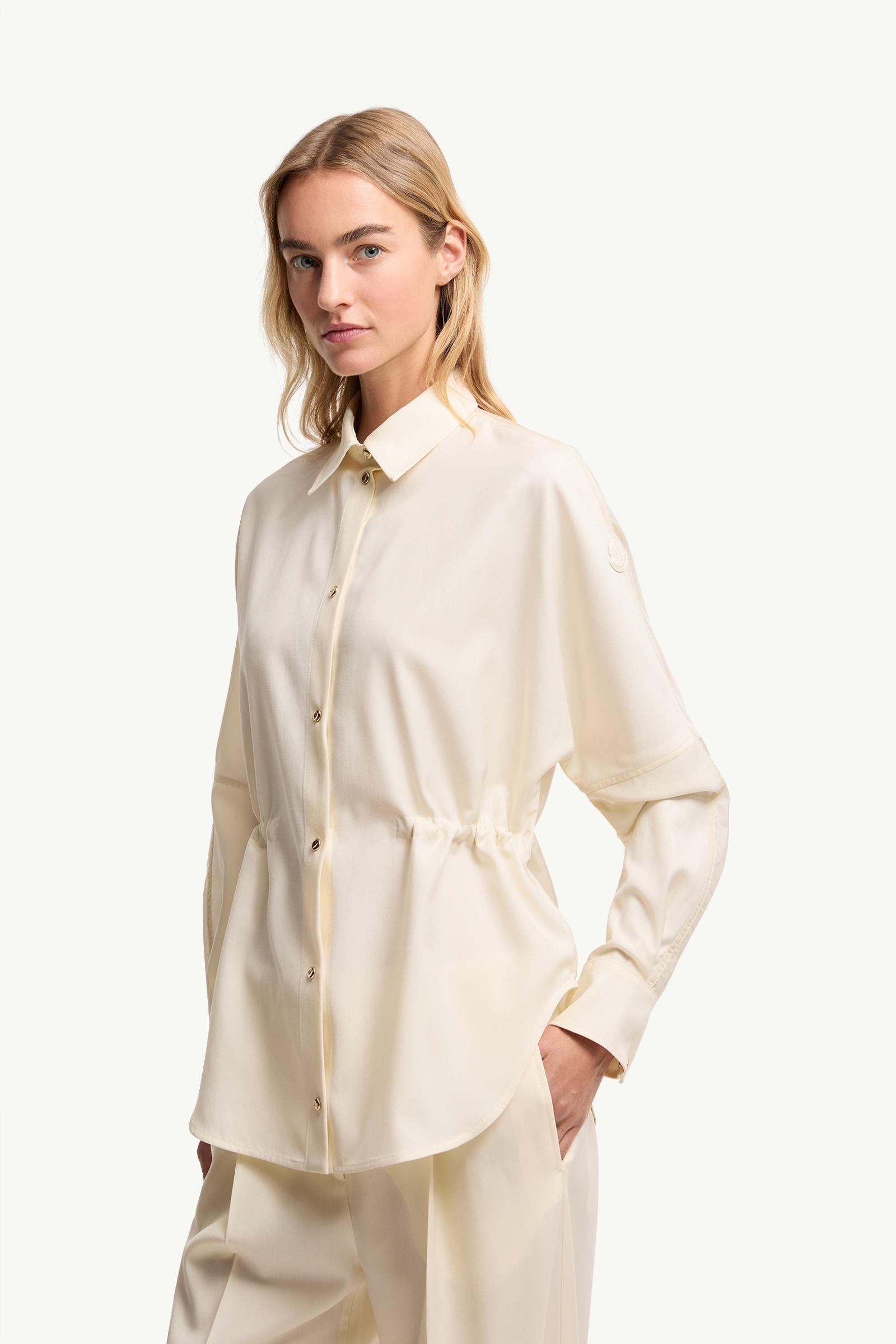 White Ivory Wool Long Sleeve Shirt - Tops & T-shirts for Women