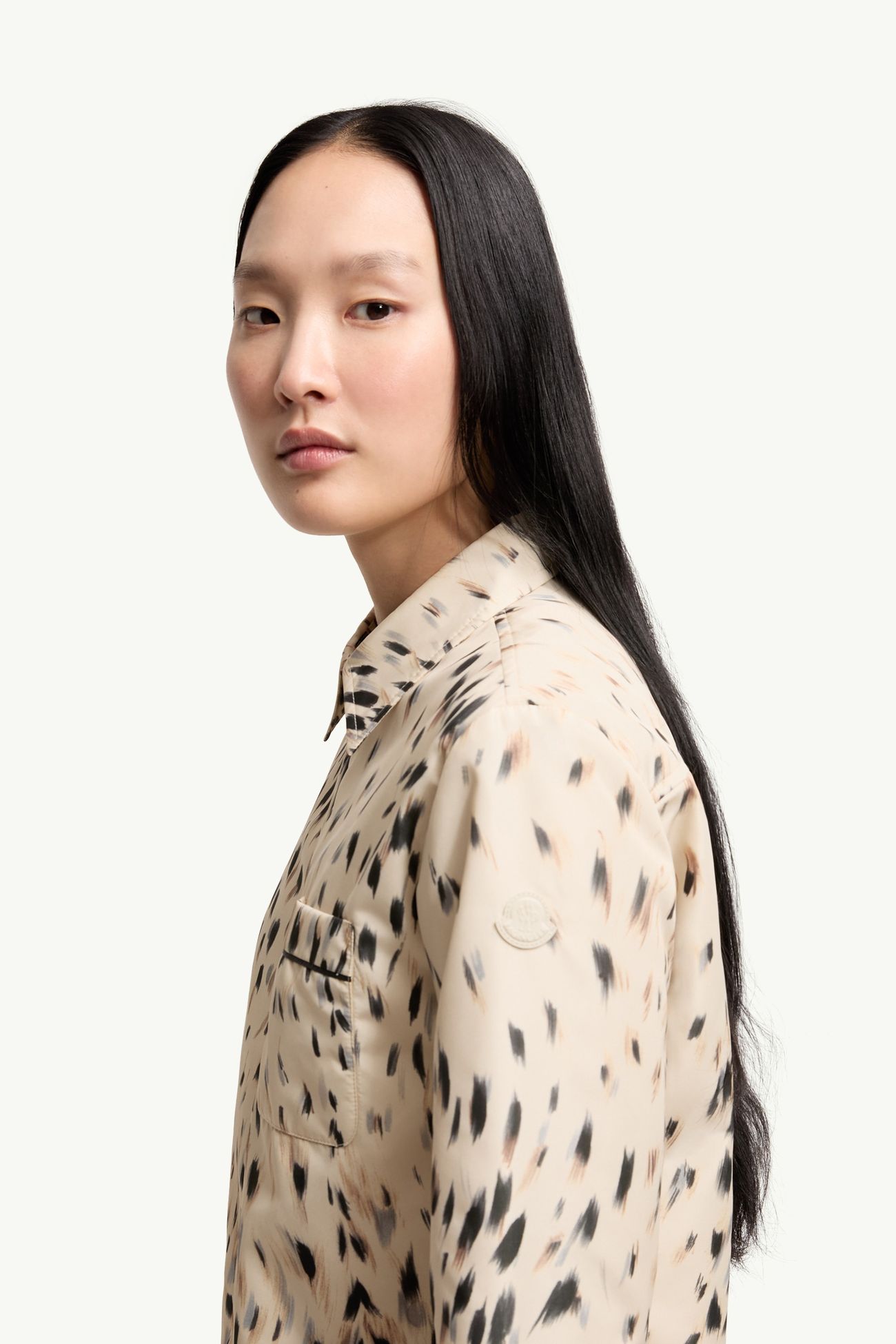 Camicia con Zip e Stampa Animalier Donna Bianco Avorio Moncler 1