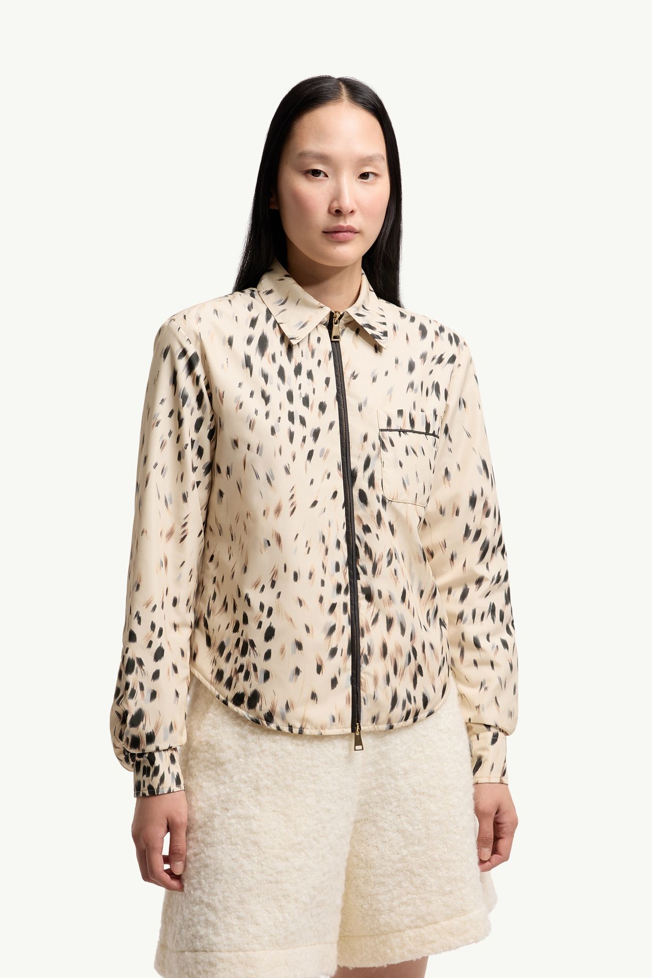 Chemise zippée à imprimé animalier Femmes Blanc Ivoire Moncler 3
